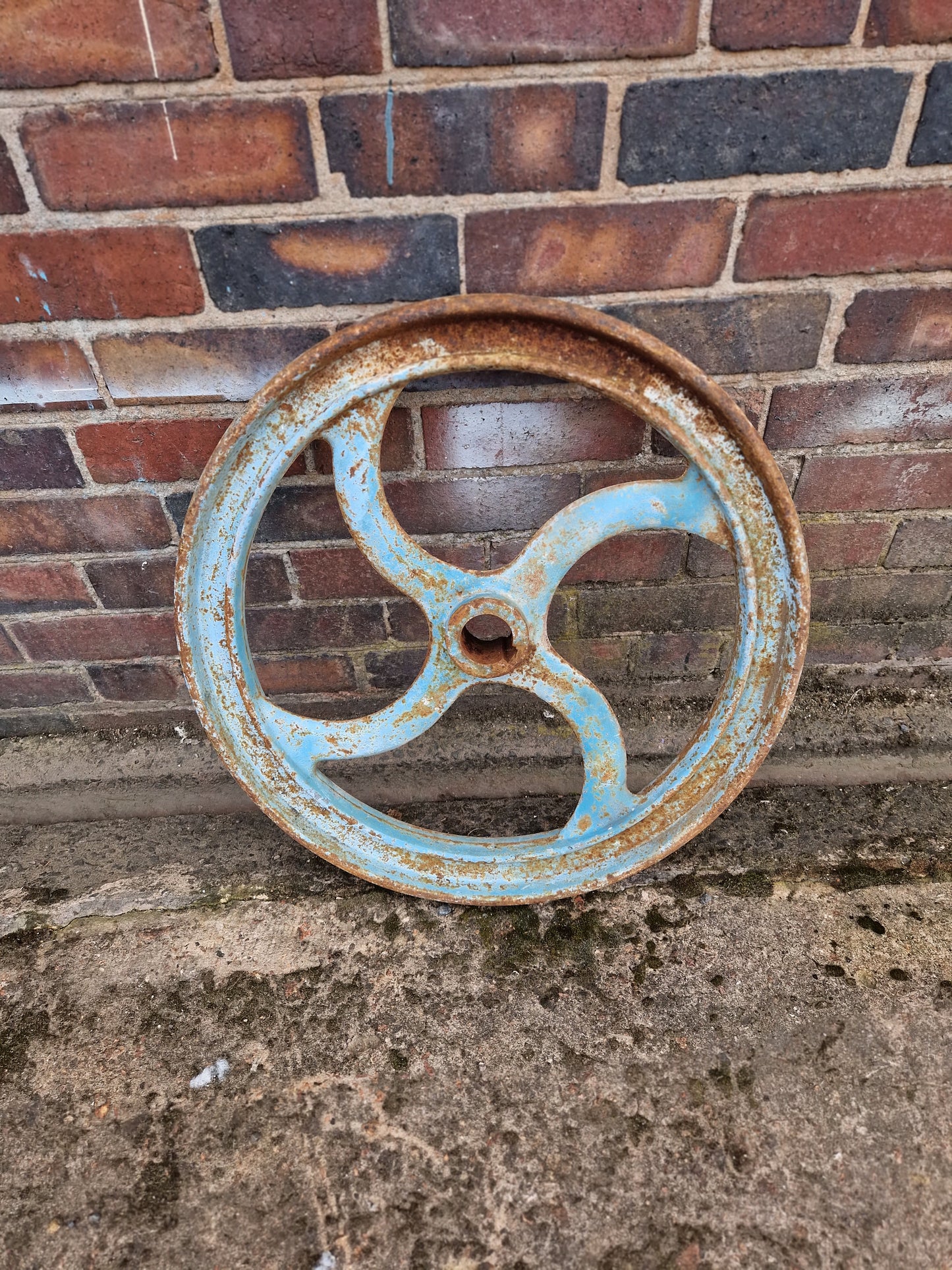 Vintage Large 24" Old Cast Iron Wheel Garden Display