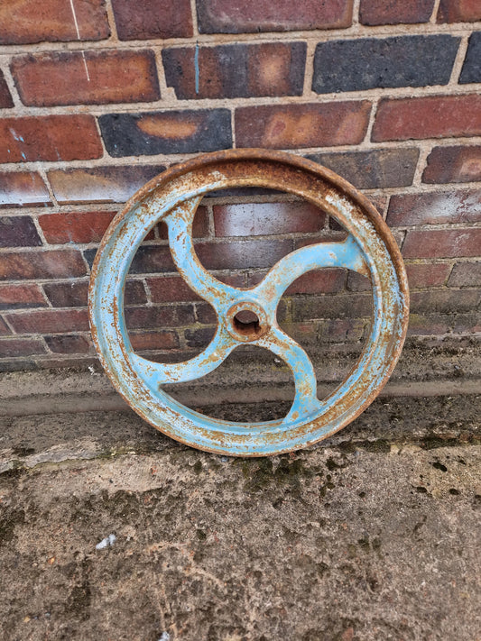 Vintage Large 24" Old Cast Iron Wheel Garden Display