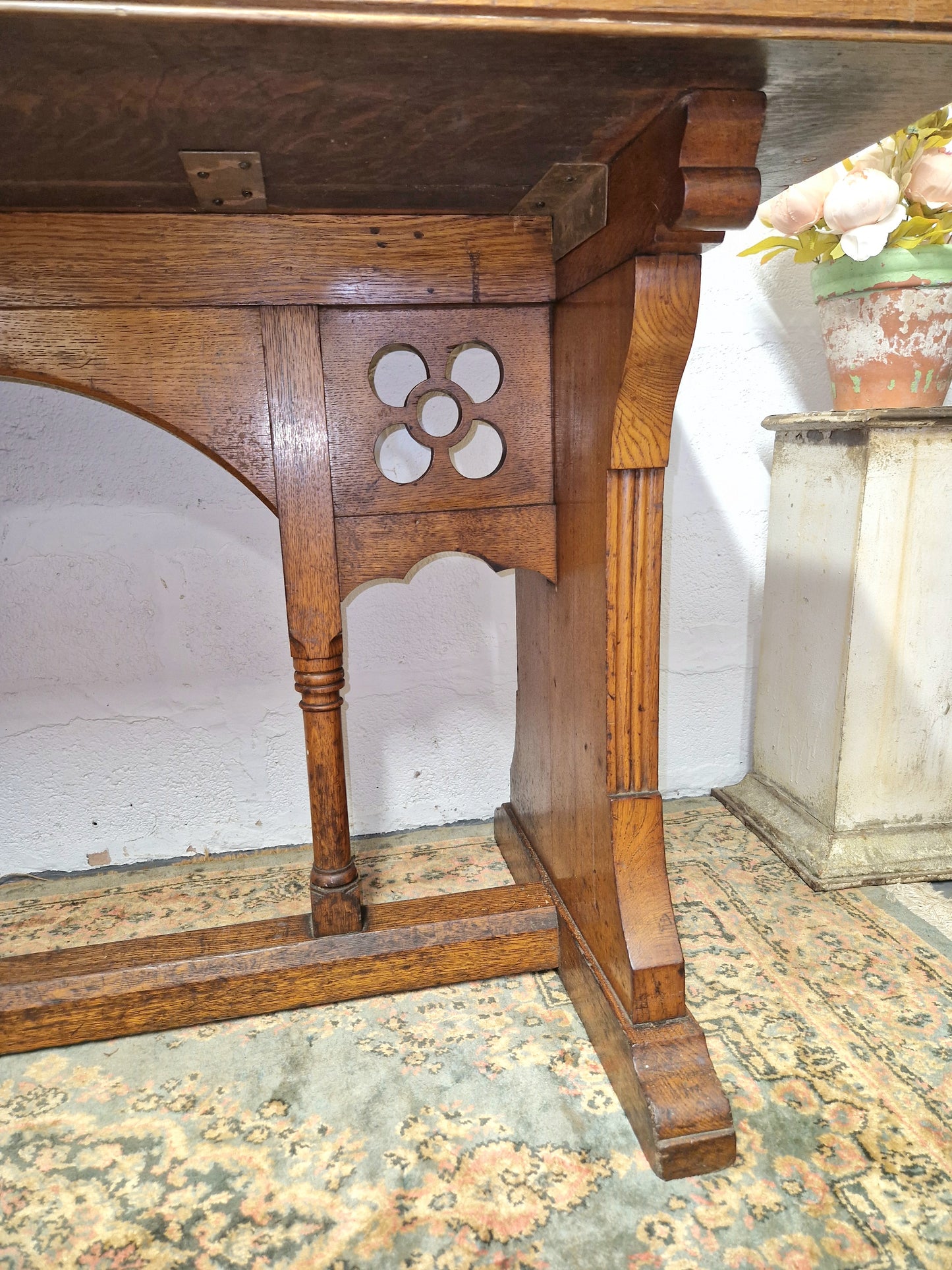 Vintage Solid Oak Refectory Table