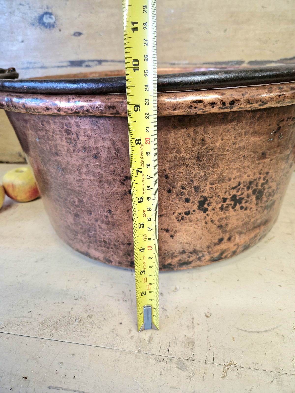 Large Antique Vintage Copper Cauldron Cooking Pot Iron Handles