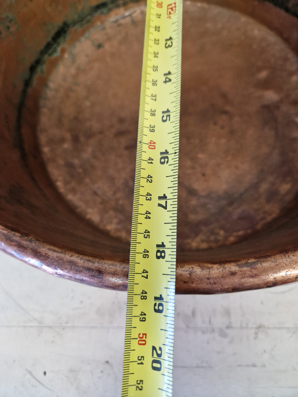 Large Antique Vintage Copper Cauldron Cooking Pot Iron Handles