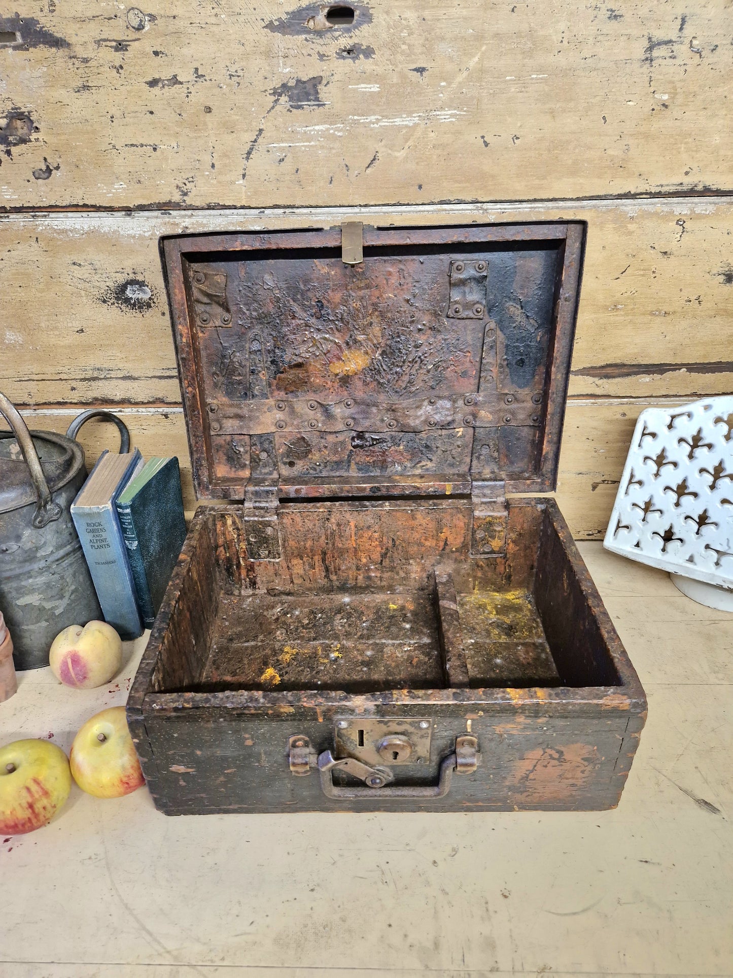 Vintage Wooden Artist Box Rustic Painters Box Ideal Prop Art