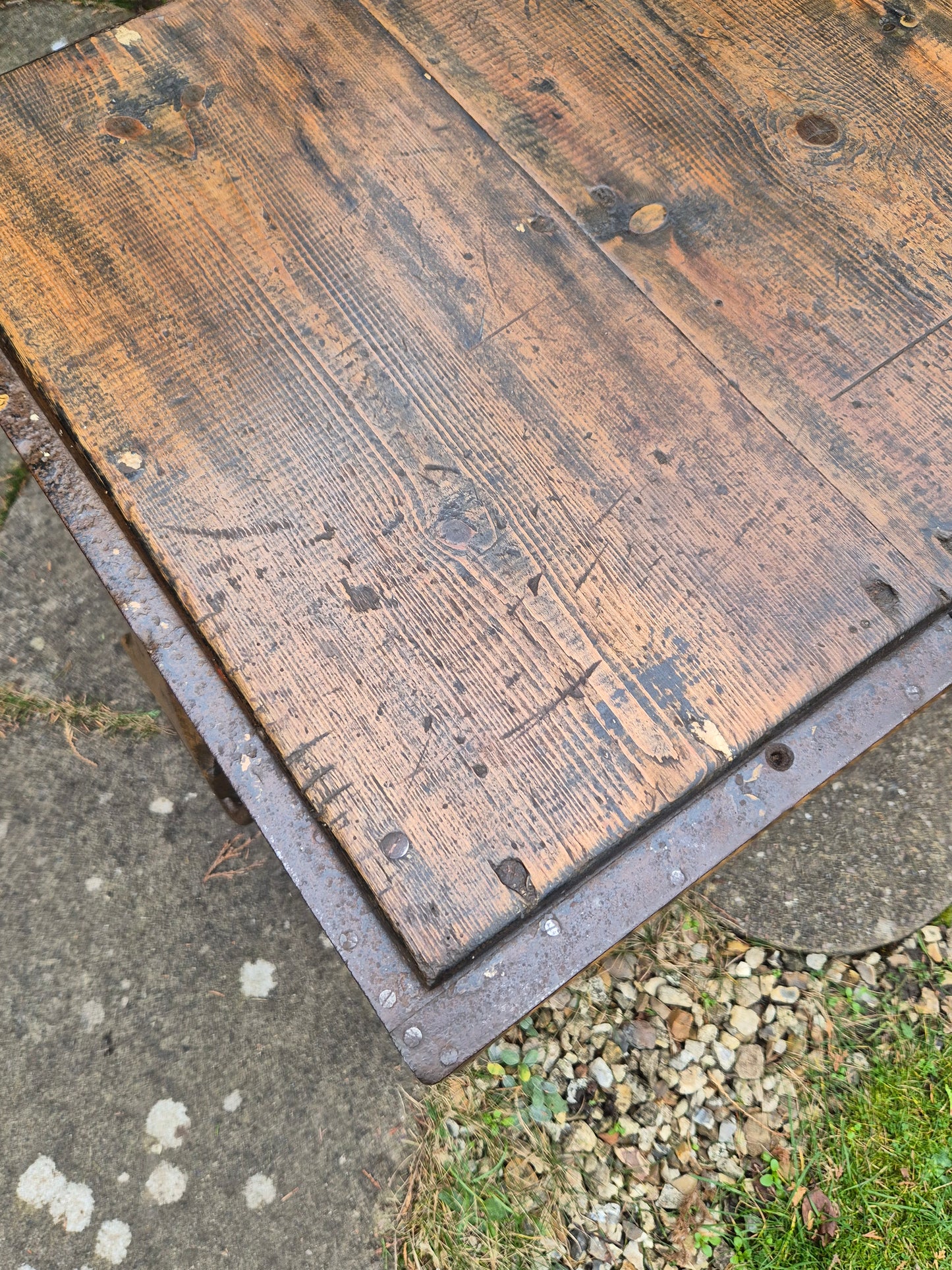 Antique Rustic Pine Box Trunk Chest