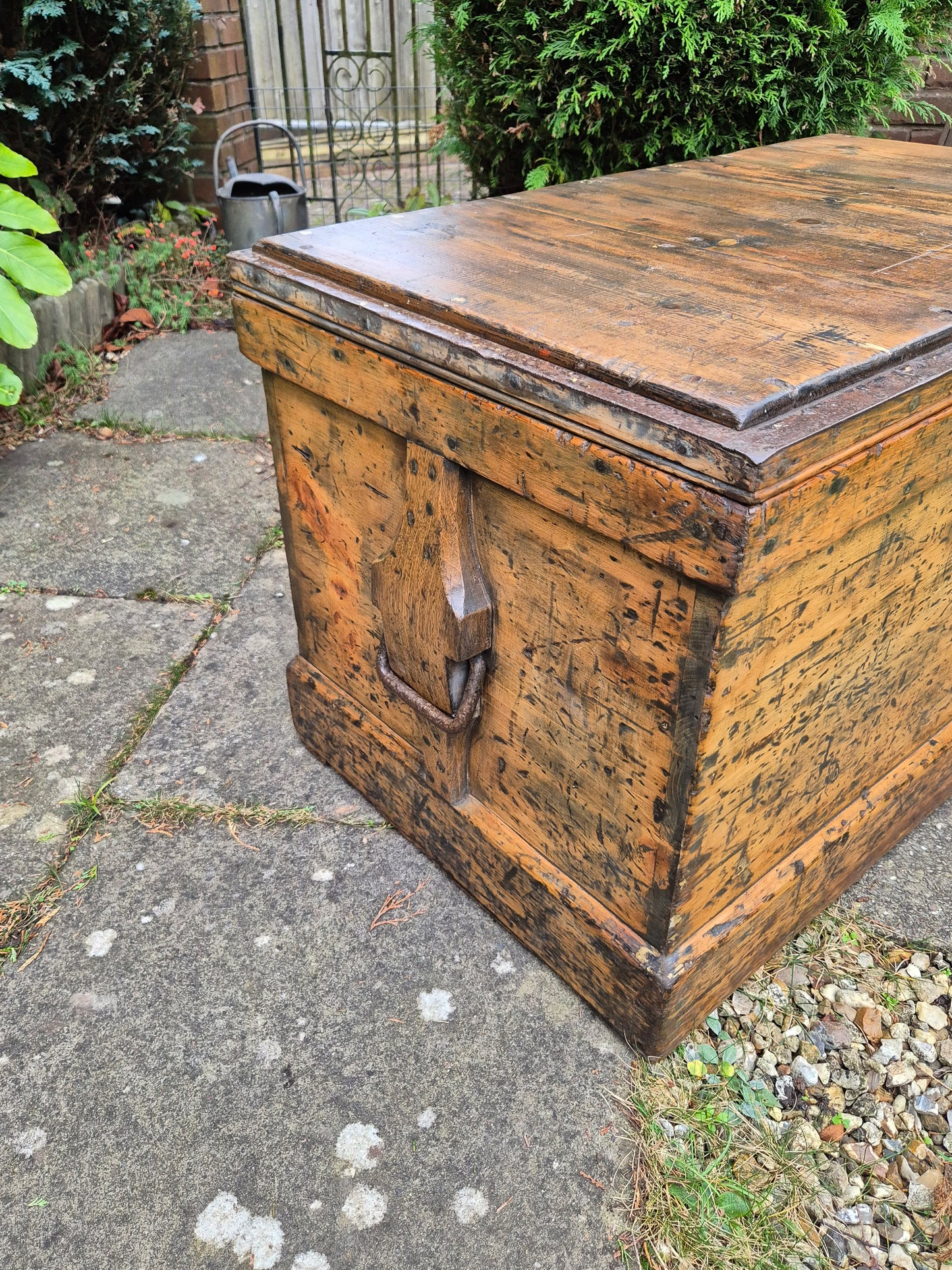 Antique Rustic Pine Box Trunk Chest