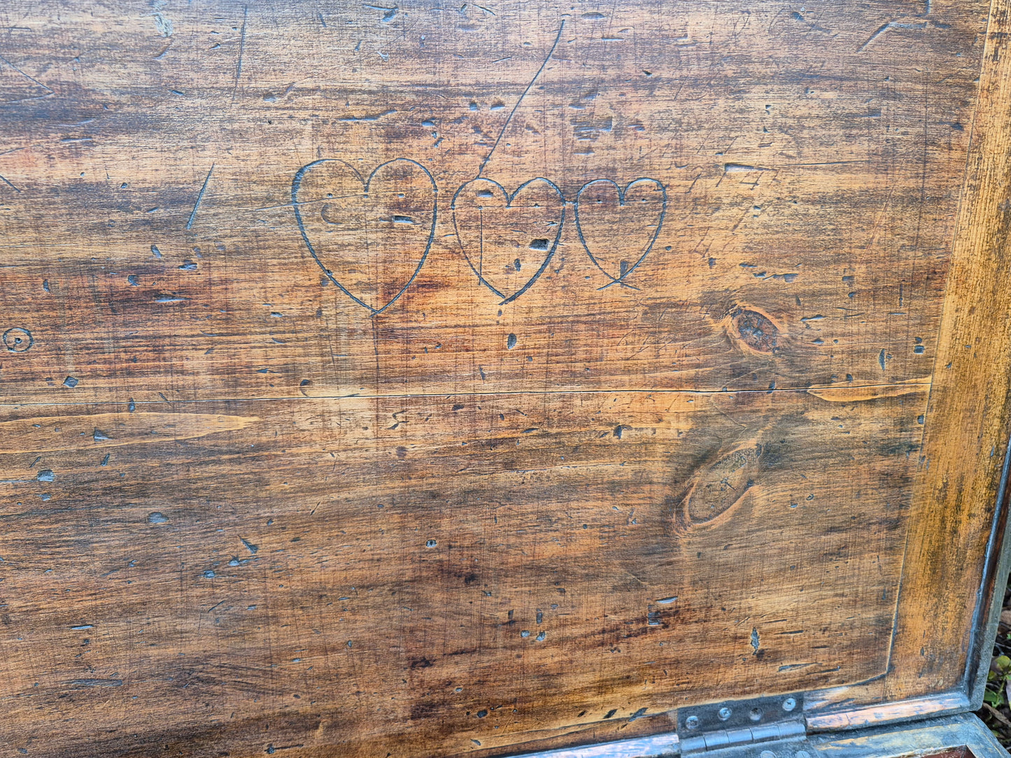 Antique Rustic Pine Box Trunk Chest