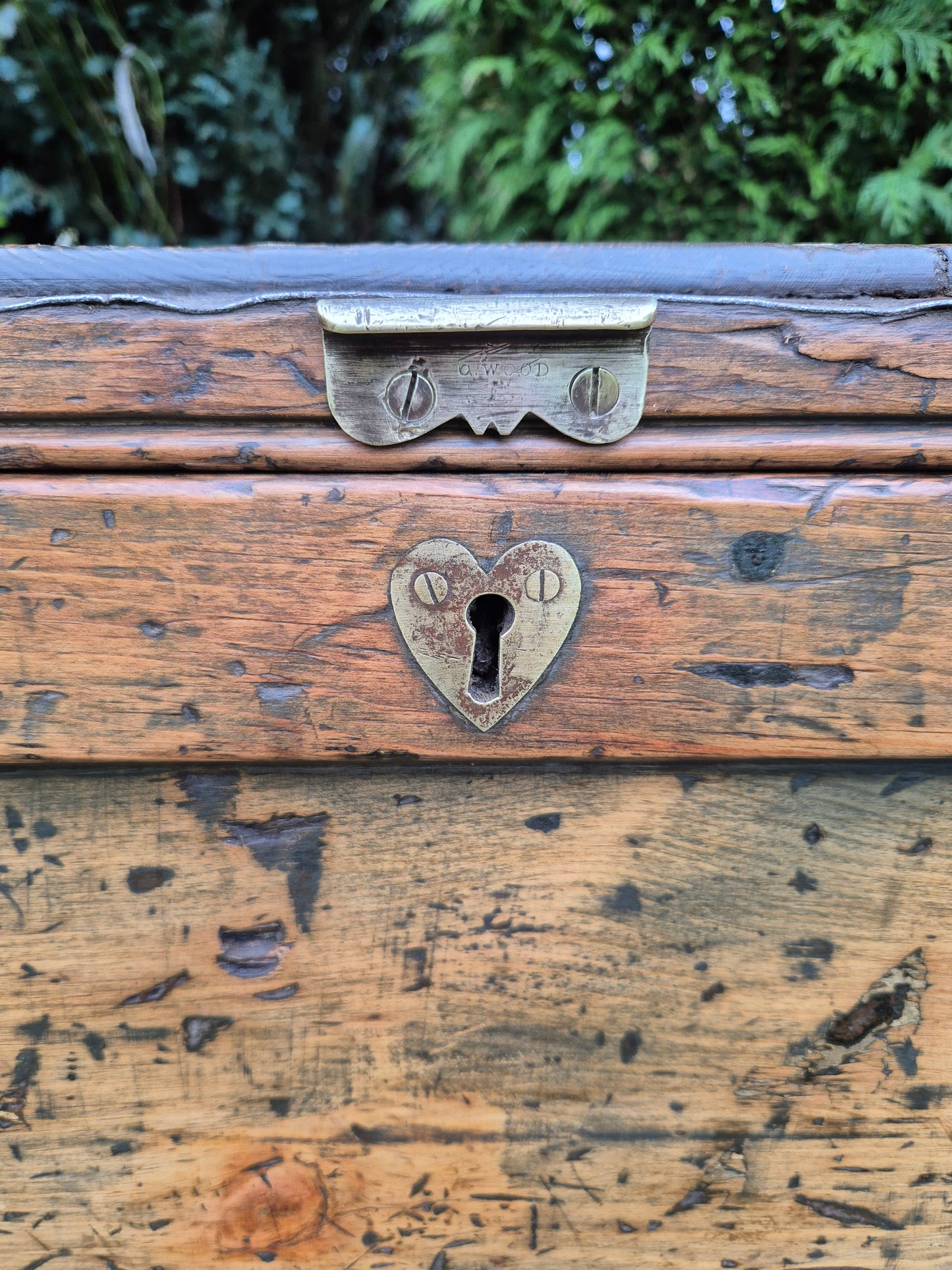 Antique Rustic Pine Box Trunk Chest