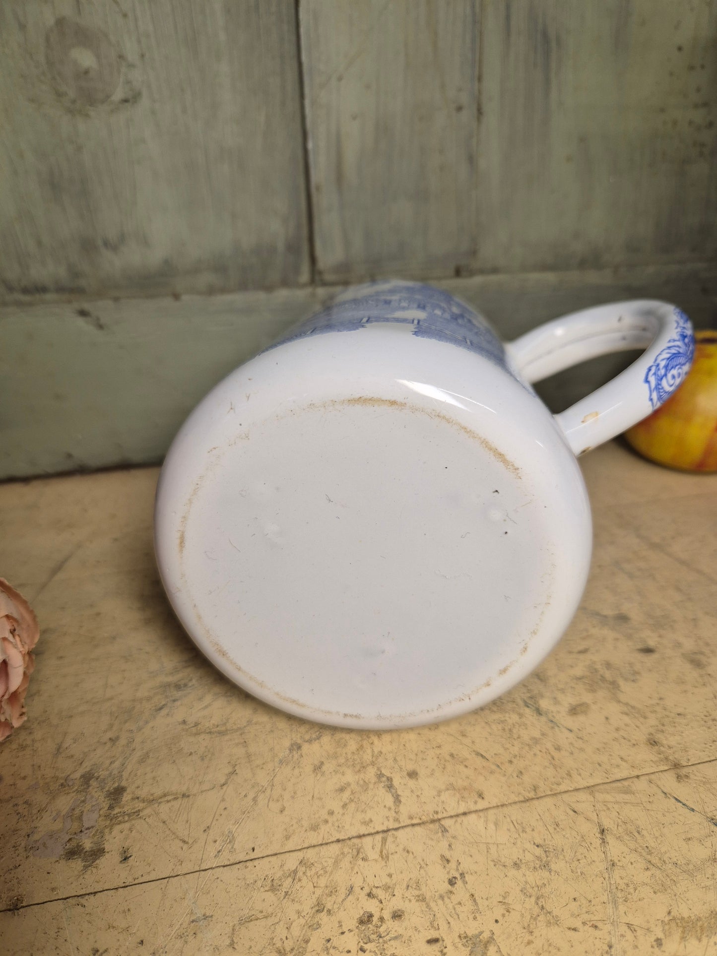 Vintage Blue Willow Enamelware Coffee Pot With Lid Enamel Ware English - Postage Included