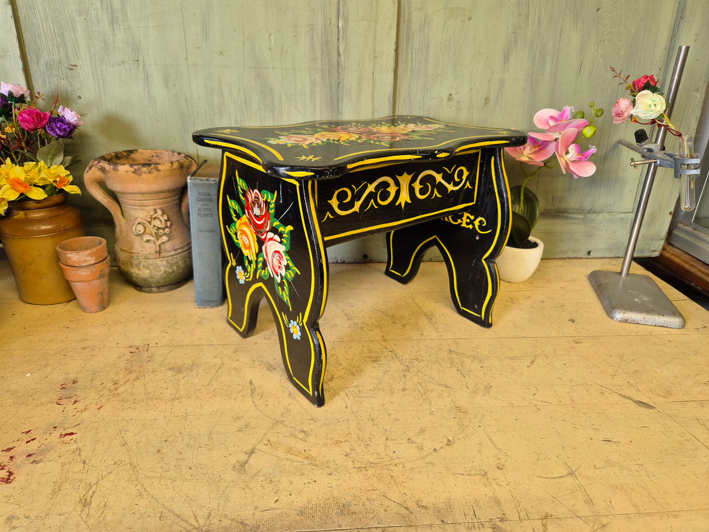 Vintage Bargeware Hand Painted Stool