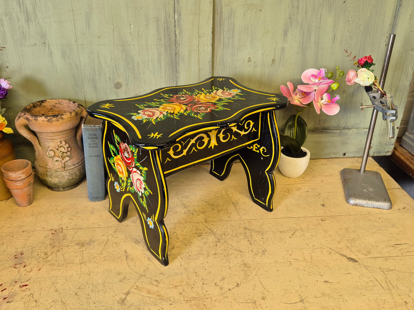 Vintage Bargeware Hand Painted Stool