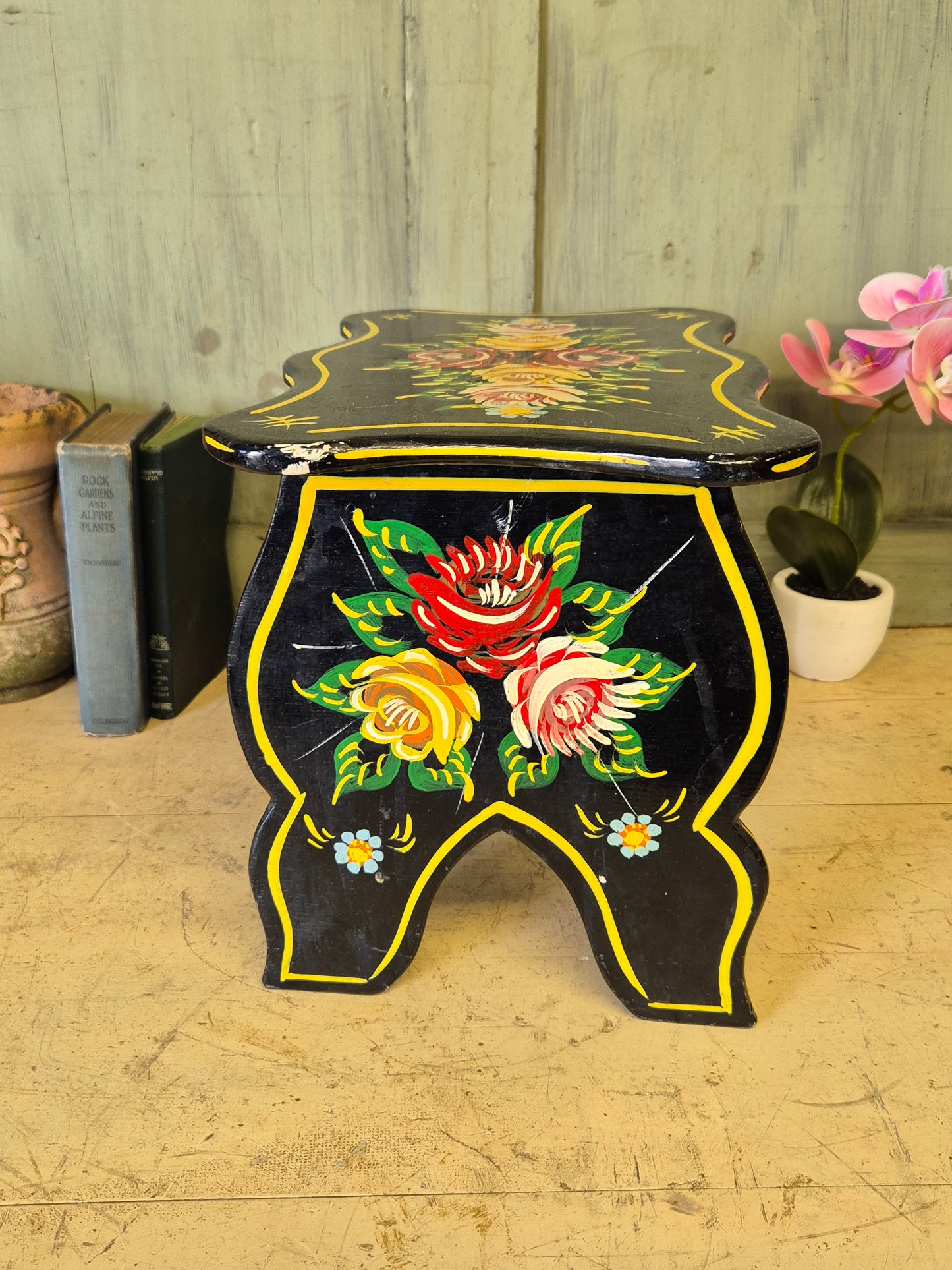 Vintage Bargeware Hand Painted Stool