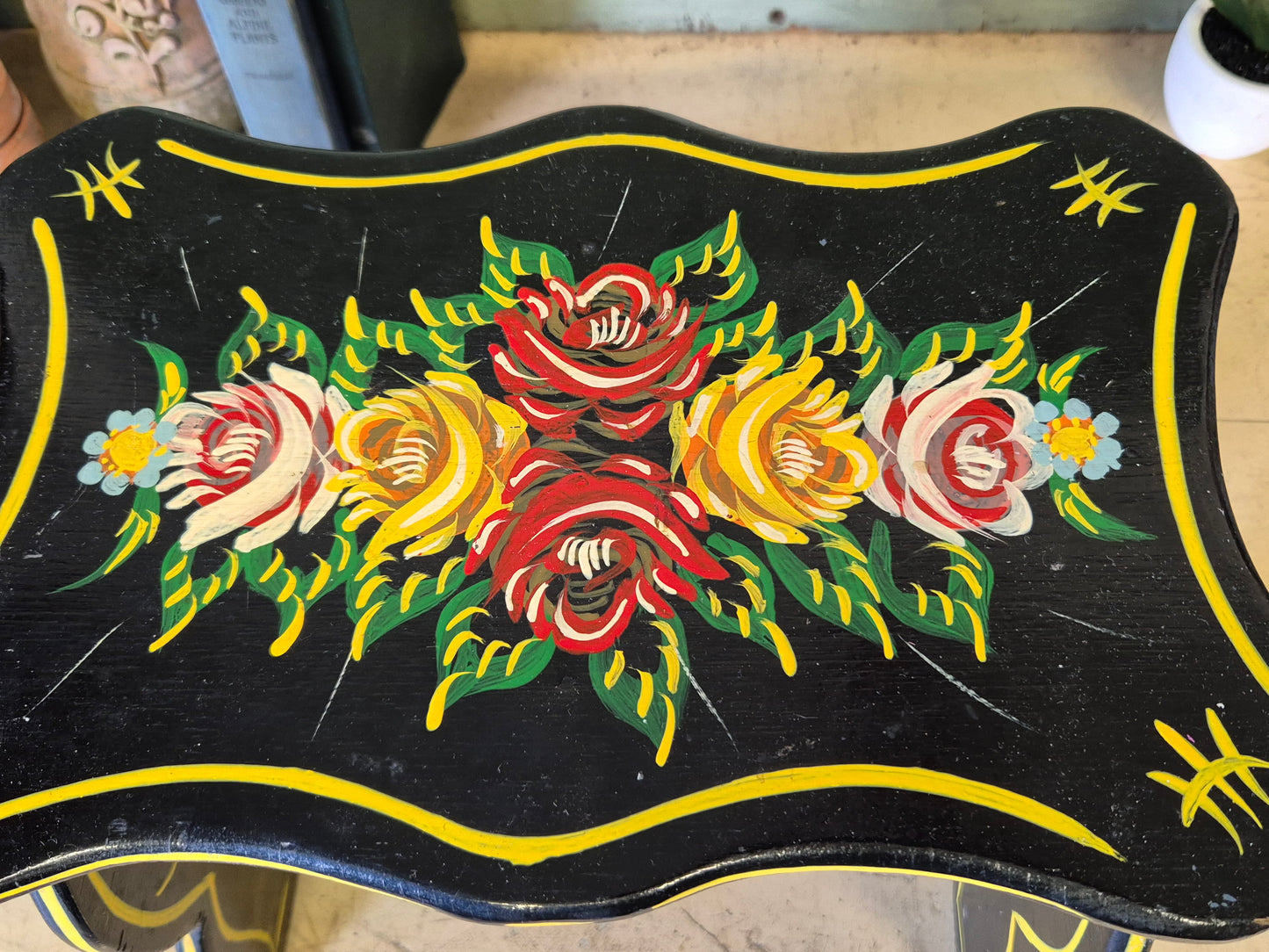 Vintage Bargeware Hand Painted Stool