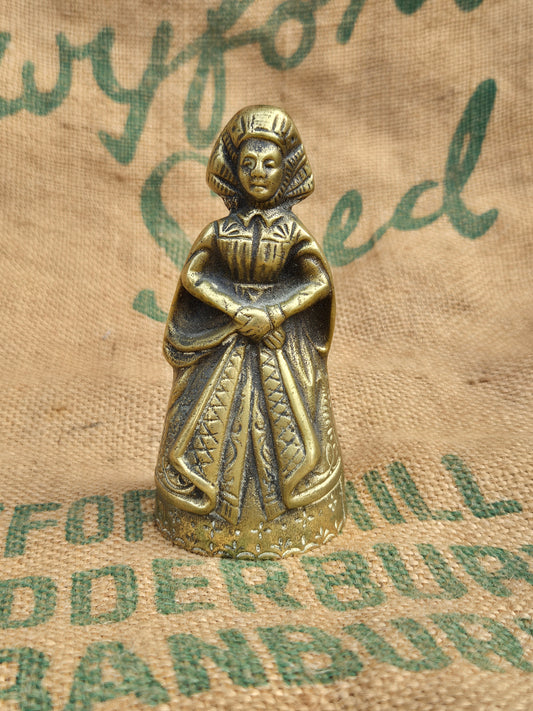 Vintage Peerage Brass Bell Tudor Lady Table Top Old Decorative