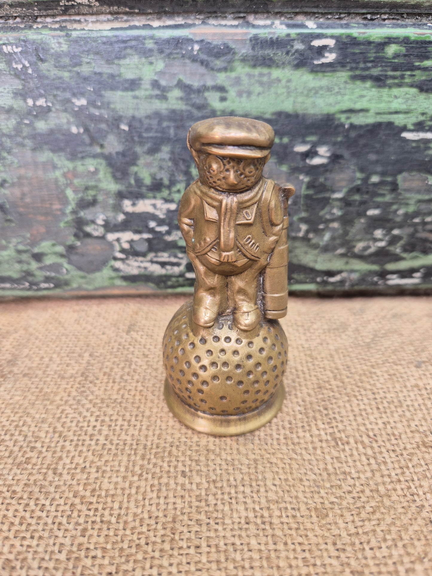 Vintage Dunlop Golfer JOHN HASSALL Design BRASS Candle Snuffer Ornament