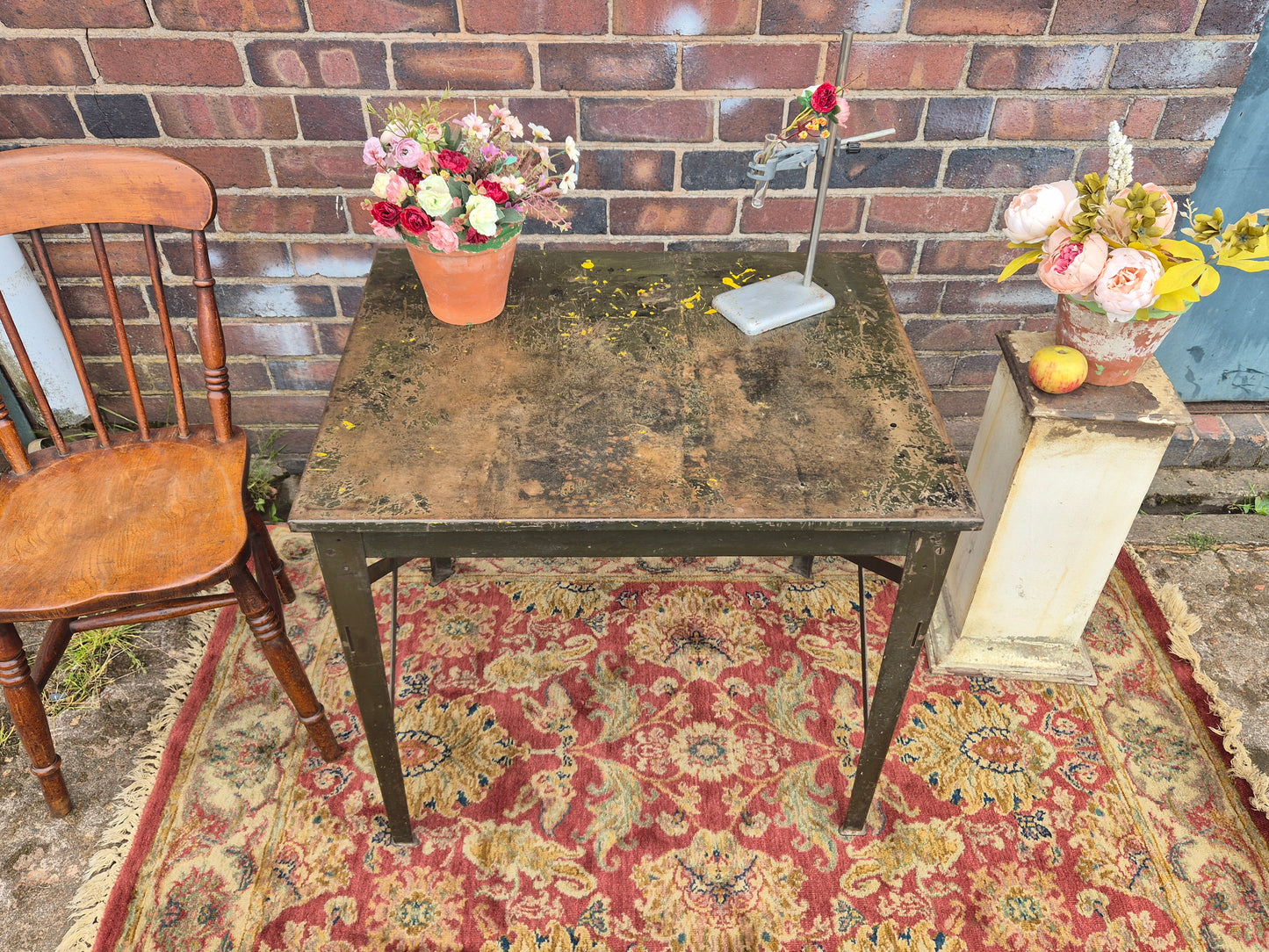 Vintage RONEO 1960s Table Industrial Green Metal Table Desk💚