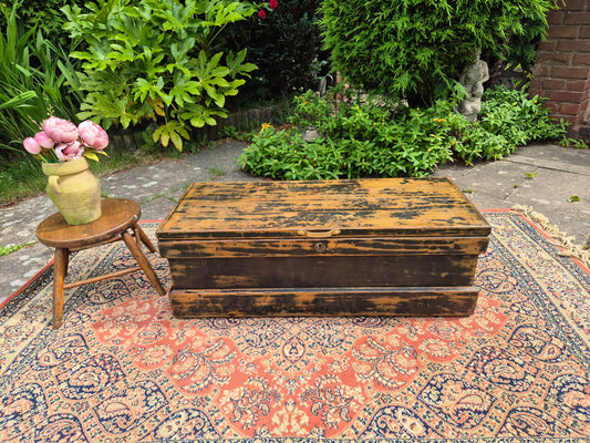 Antique Pine Box Storage Box Coffee Table