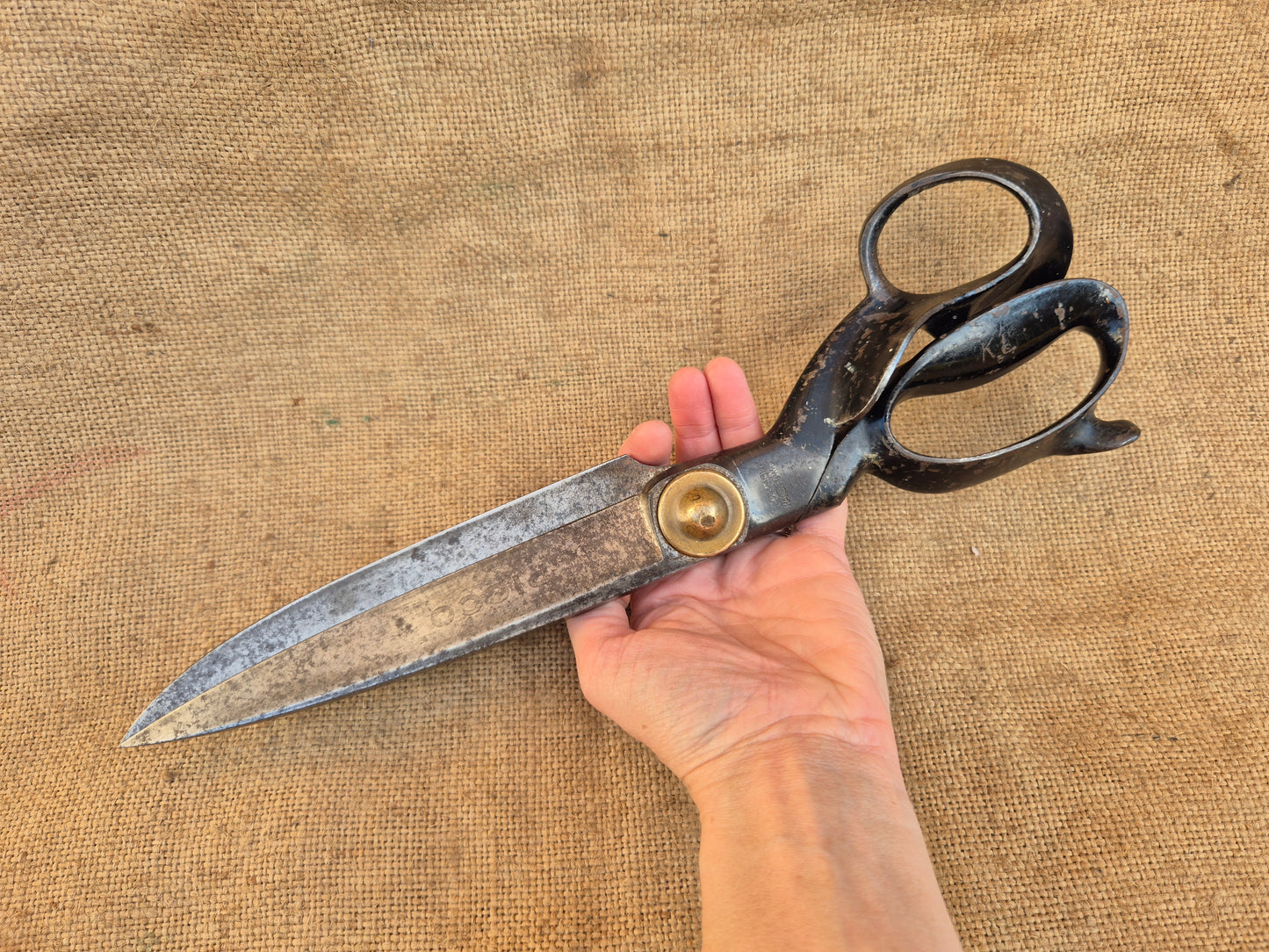 Vintage Tailor Fabric Upholstery Scissors Shears PICCO Brass Nut