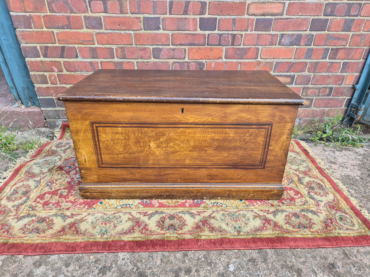 Antique Pine Blanket Box With Original Scumbled Wooden Storage Trunk Scumble