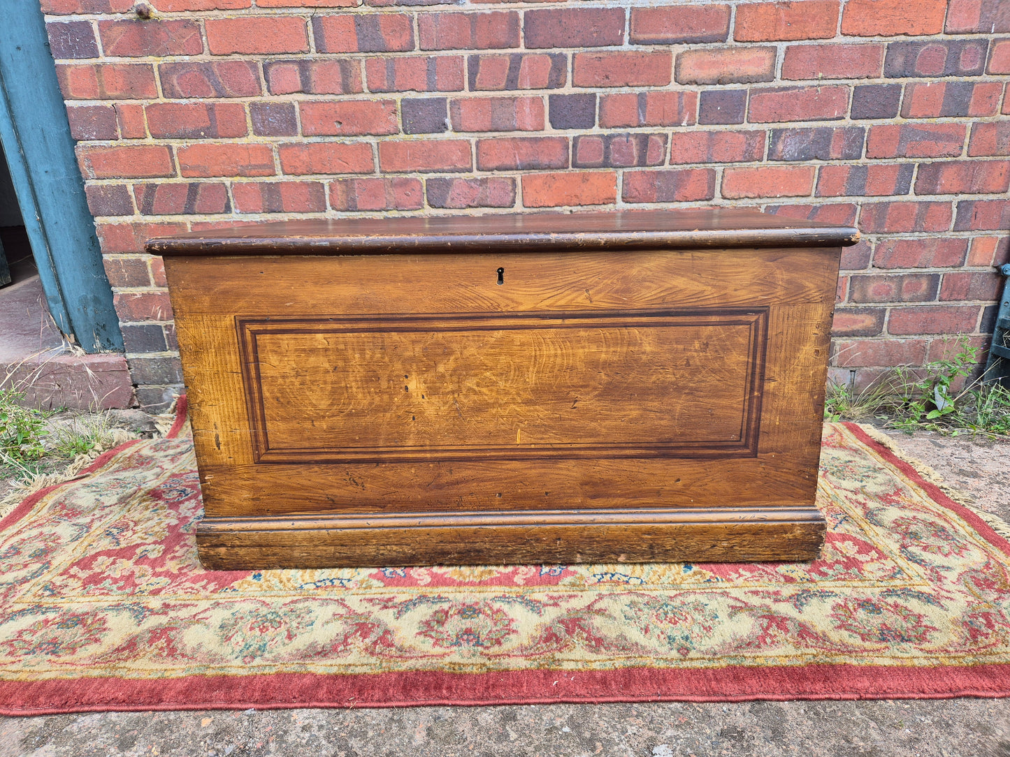 Antique Pine Blanket Box With Original Scumbled Wooden Storage Trunk Scumble