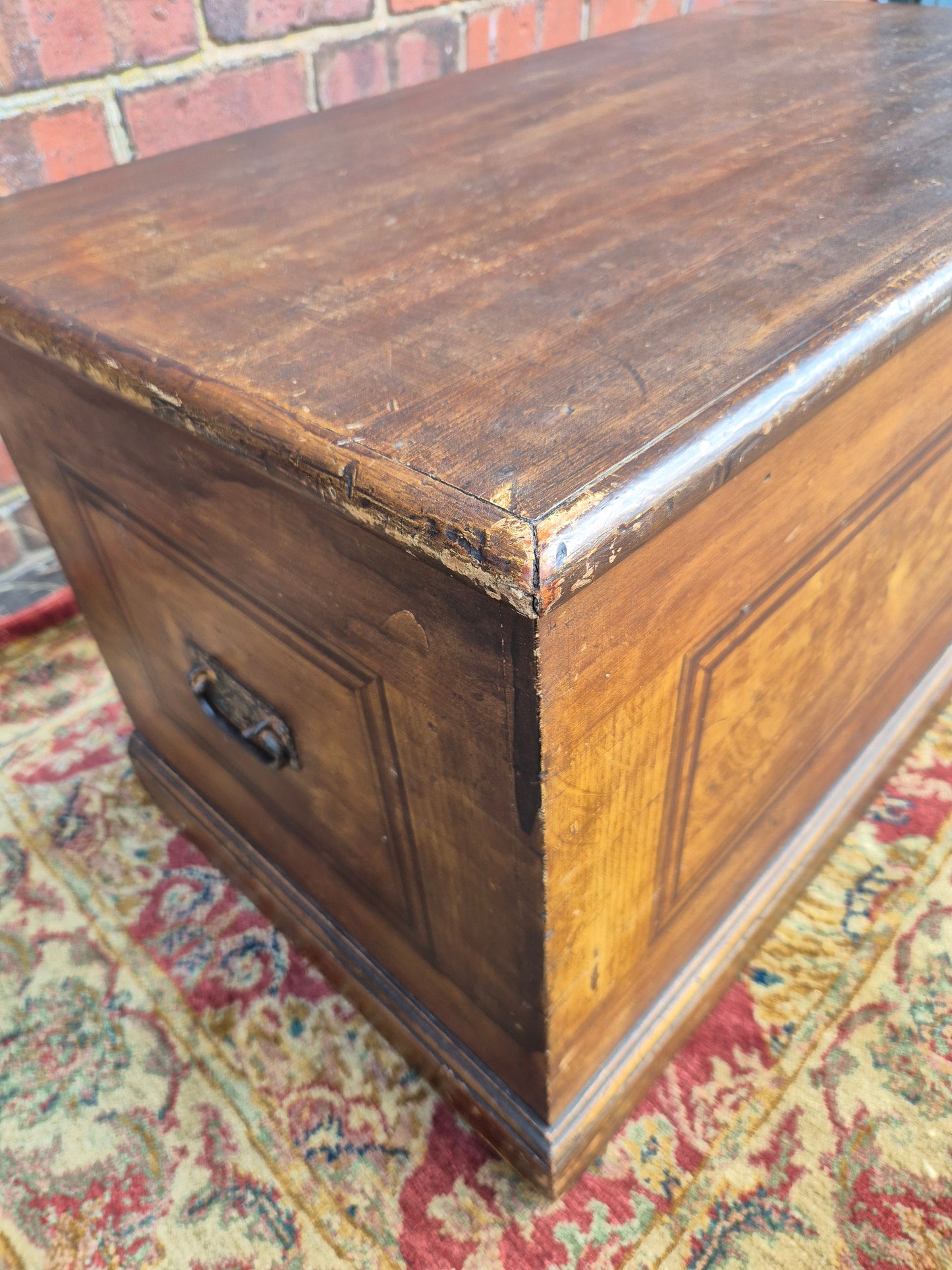 Antique Pine Blanket Box With Original Scumbled Wooden Storage Trunk Scumble