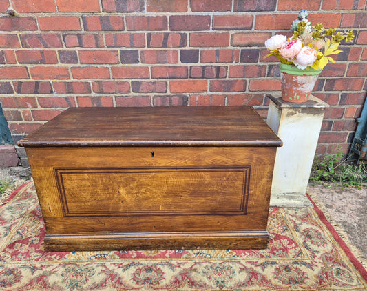 Antique Pine Blanket Box With Original Scumbled Wooden Storage Trunk Scumble