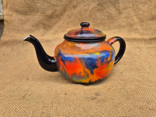 Vintage Enamel Graniteware End Of Day Teapot Tea Pot Rare UK Postage Inc