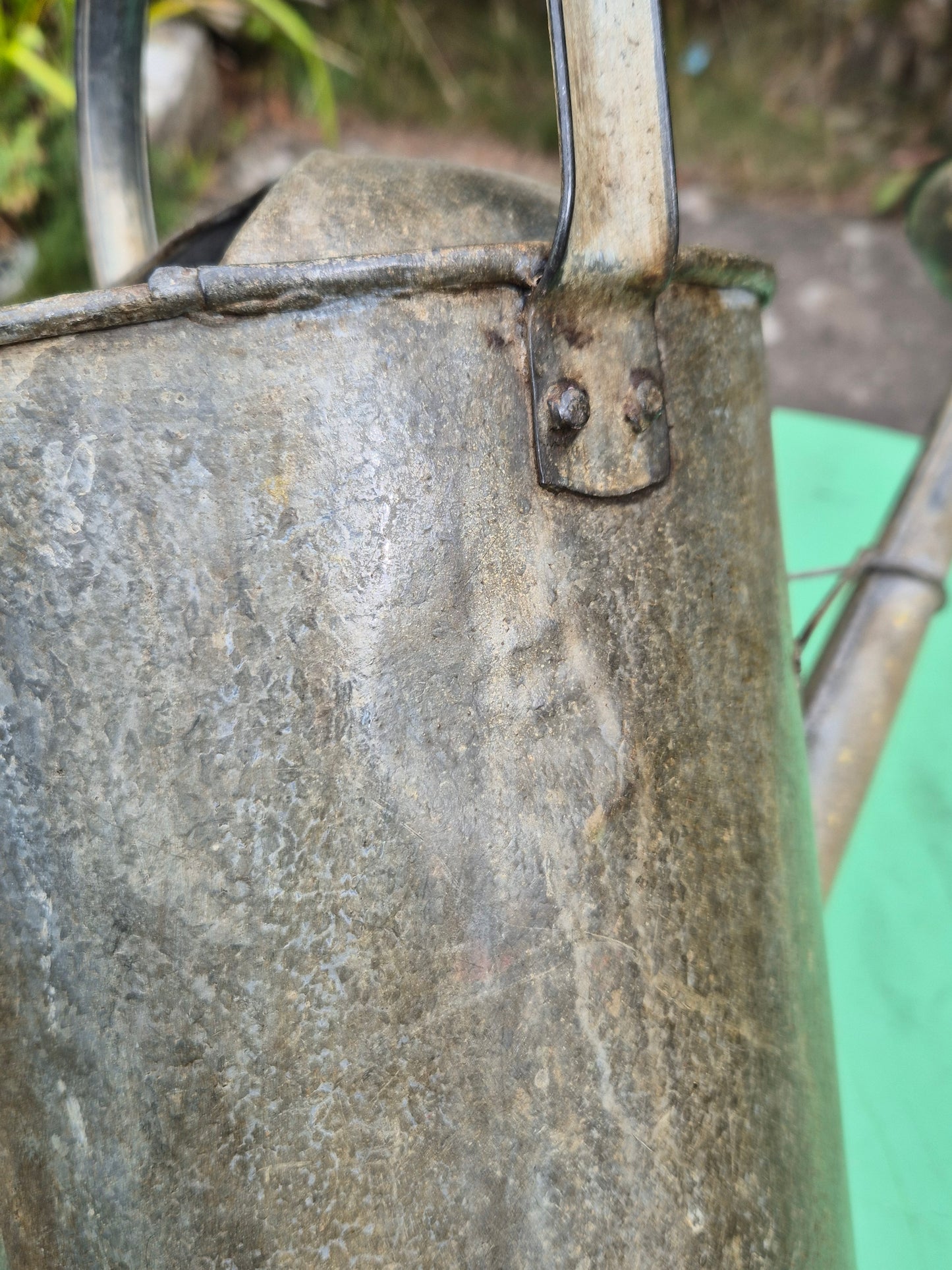 Vintage Galvanised Watering Can 1 1/2 Gallon with Copper Rose