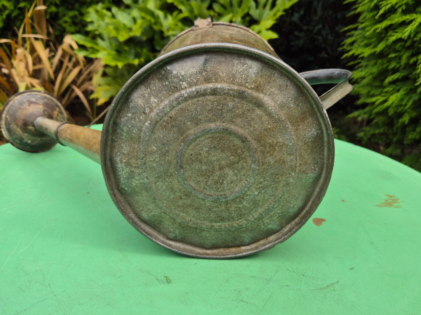 Vintage Galvanised Watering Can 1 1/2 Gallon with Copper Rose