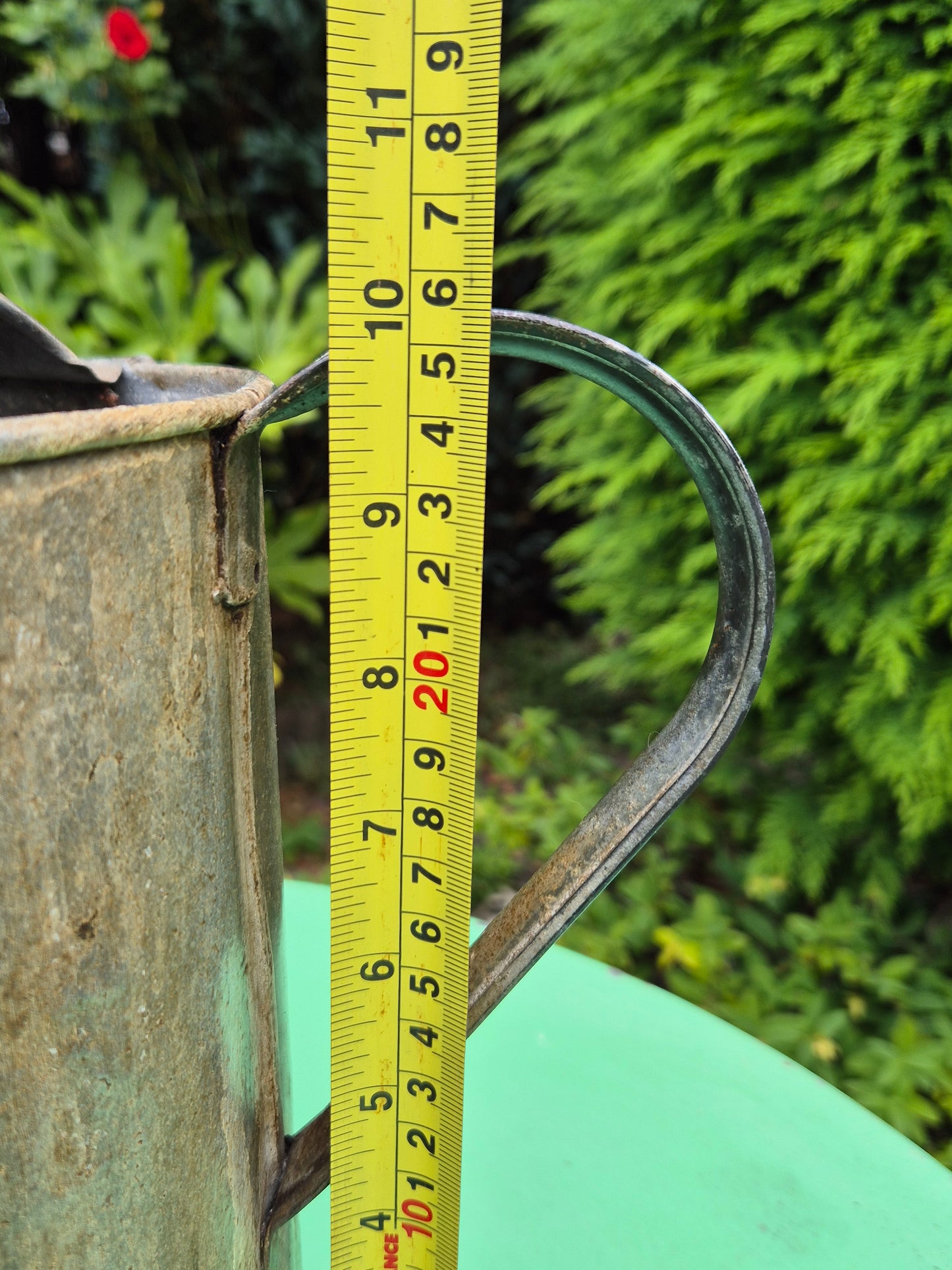 Vintage Galvanised Watering Can 1 1/2 Gallon with Copper Rose