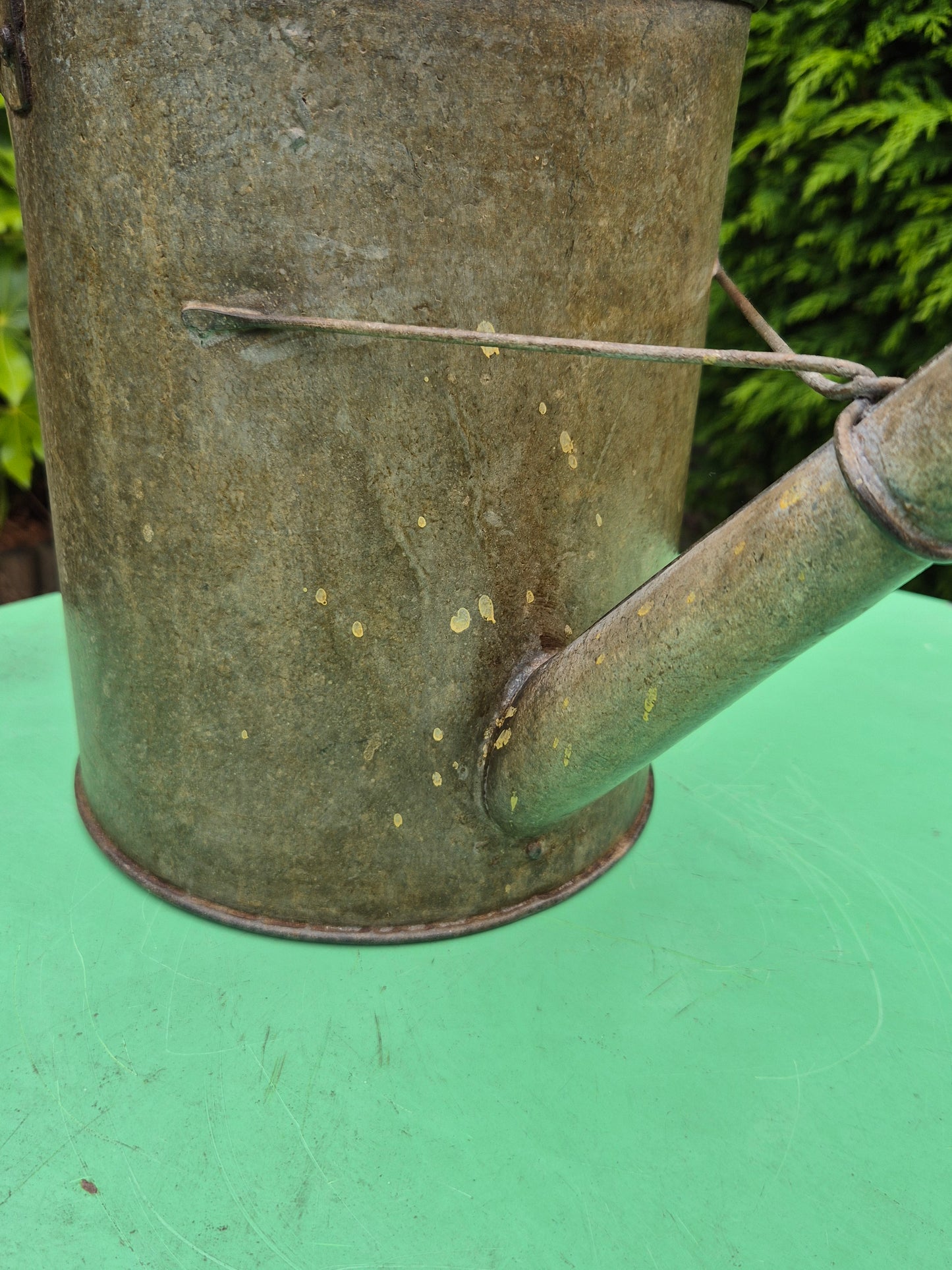 Vintage Galvanised Watering Can 1 1/2 Gallon with Copper Rose