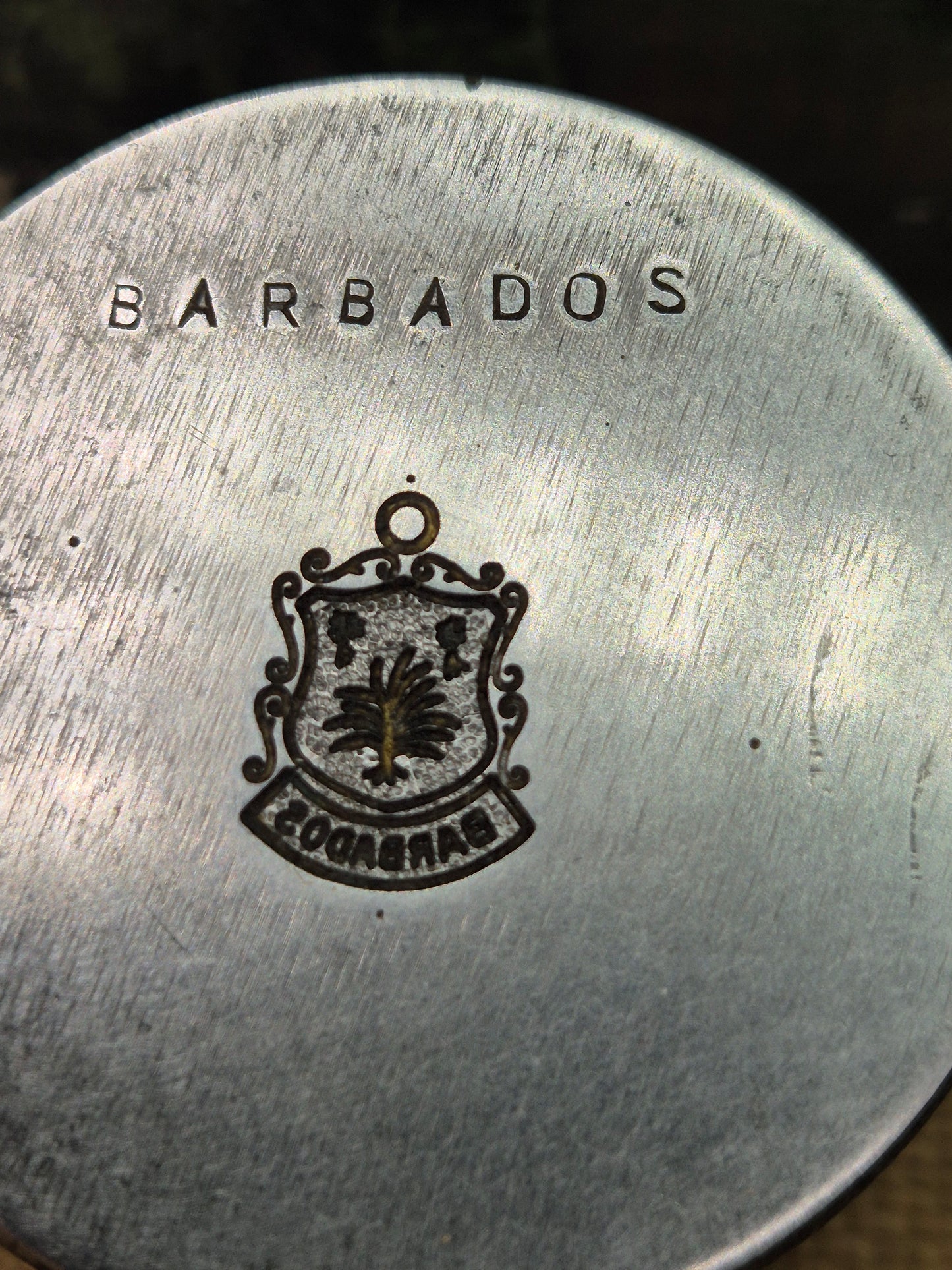 Vintage LARGE Silver Travel Charm Metal Die Stamp BARBADOS 1.5KG 1 x Stamp Only