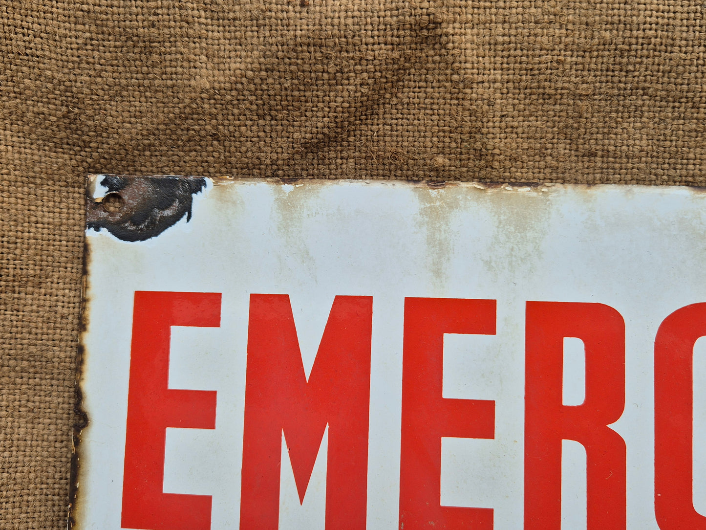 Vintage Enamel Emergency Exit Sign Original Man Cave NOT Fire Enamelled Sign Old Postage Included