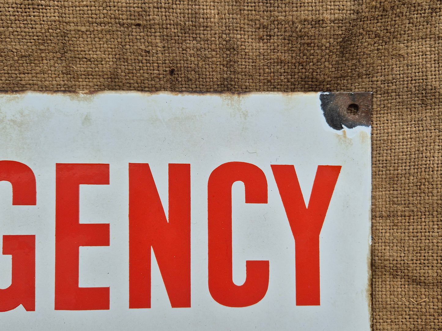 Vintage Enamel Emergency Exit Sign Original Man Cave NOT Fire Enamelled Sign Old Postage Included