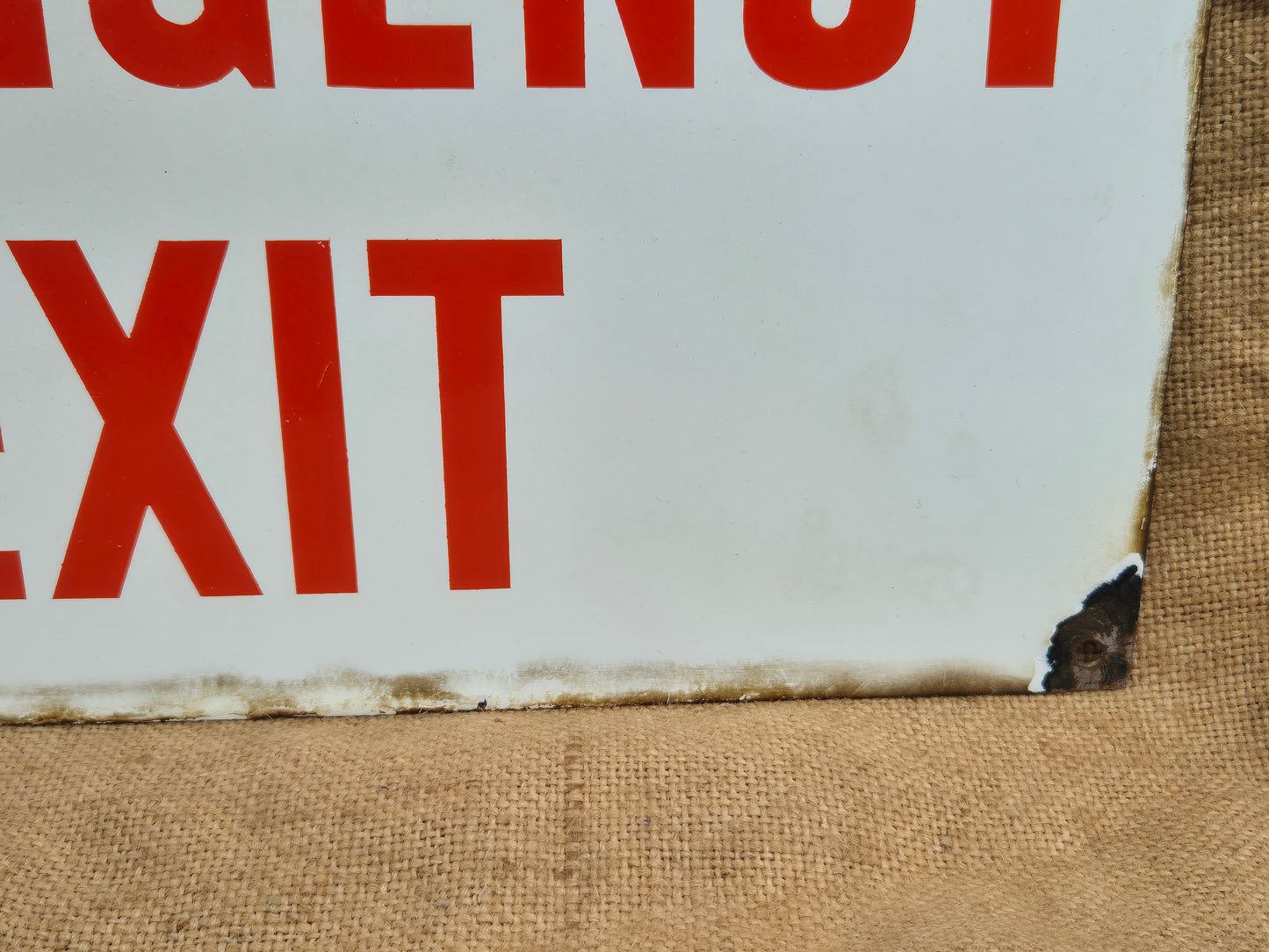 Vintage Enamel Emergency Exit Sign Original Man Cave NOT Fire Enamelled Sign Old Postage Included