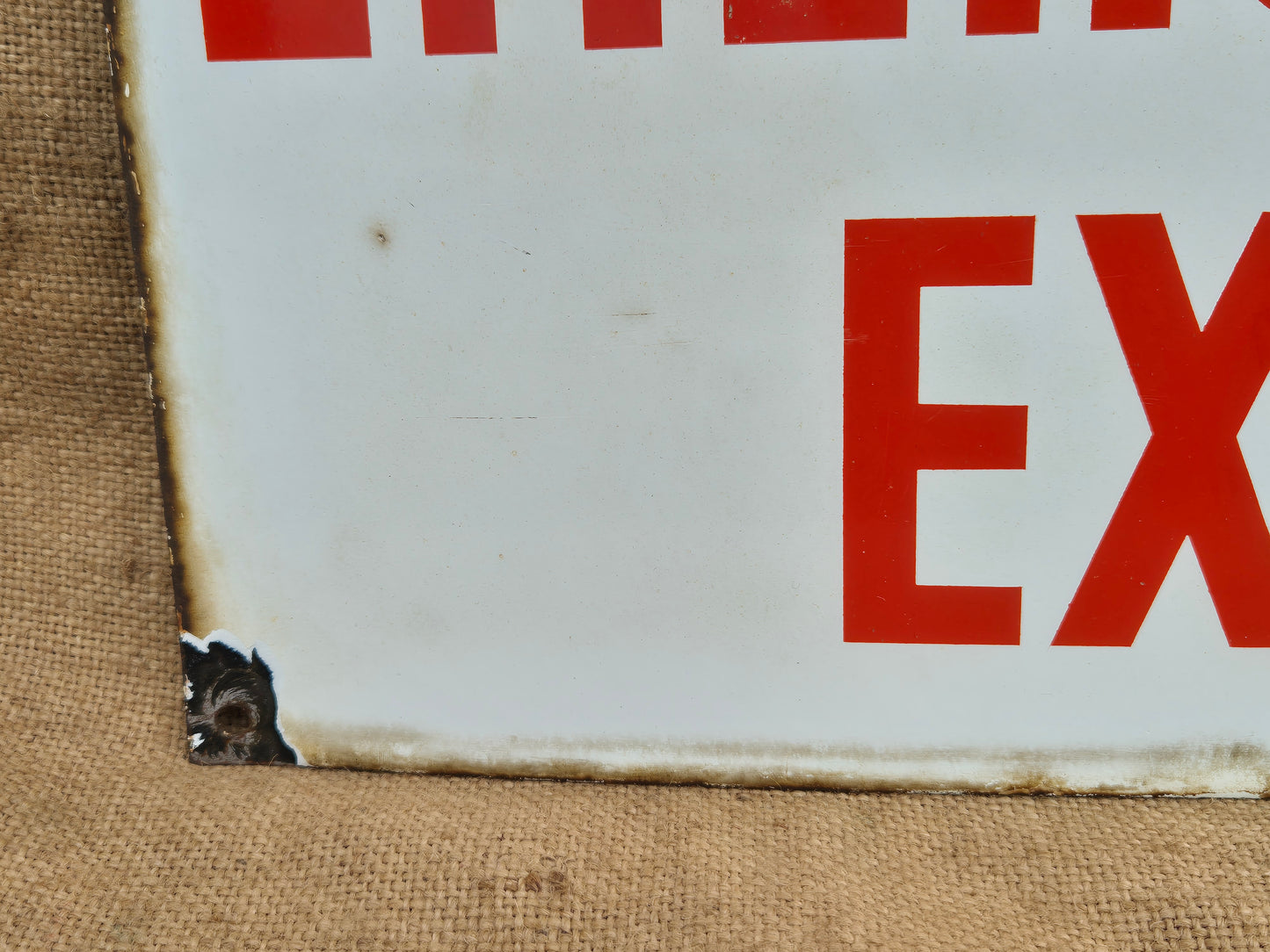 Vintage Enamel Emergency Exit Sign Original Man Cave NOT Fire Enamelled Sign Old Postage Included