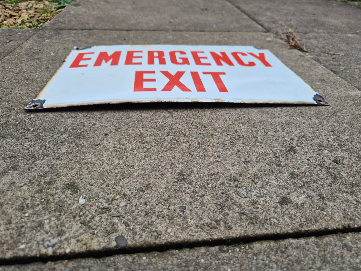 Vintage Enamel Emergency Exit Sign Original Man Cave NOT Fire Enamelled Sign Old Postage Included