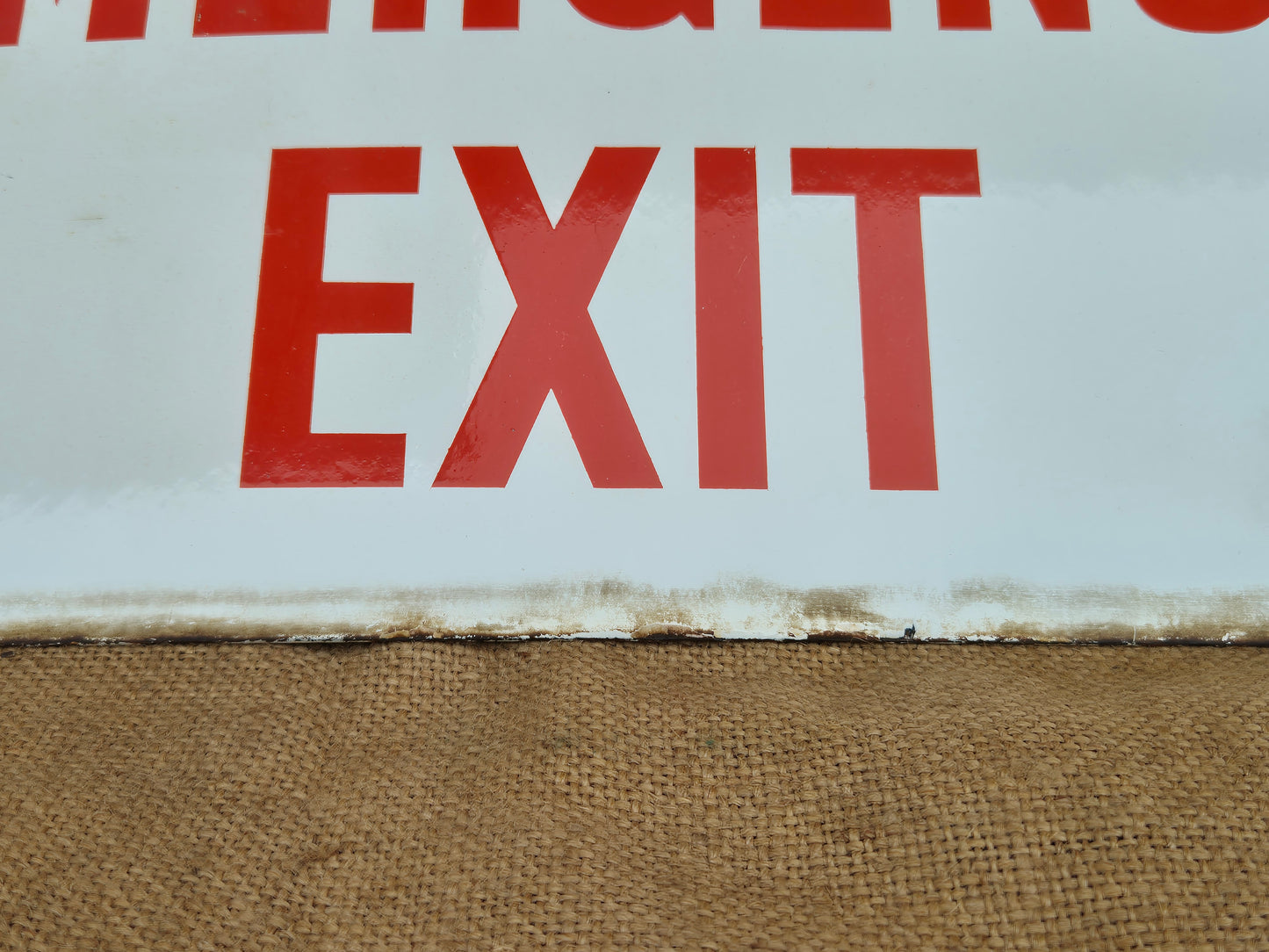 Vintage Enamel Emergency Exit Sign Original Man Cave NOT Fire Enamelled Sign Old Postage Included
