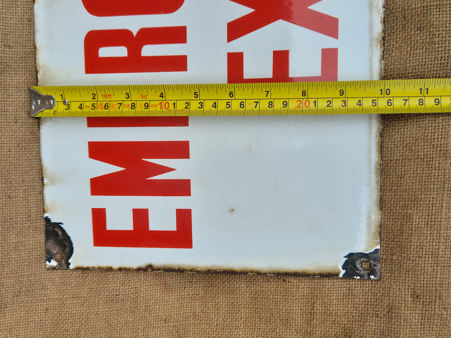 Vintage Enamel Emergency Exit Sign Original Man Cave NOT Fire Enamelled Sign Old Postage Included