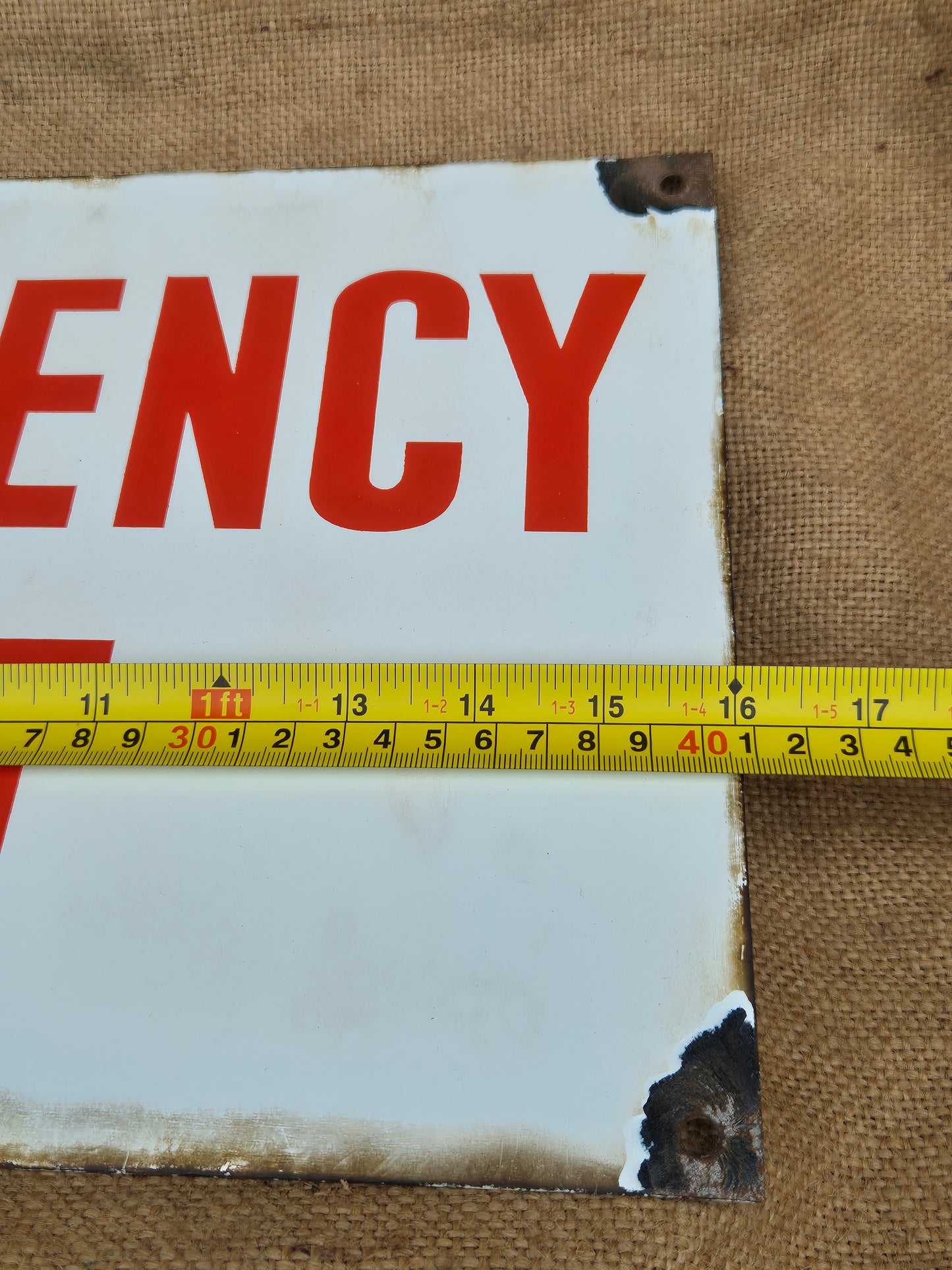 Vintage Enamel Emergency Exit Sign Original Man Cave NOT Fire Enamelled Sign Old Postage Included