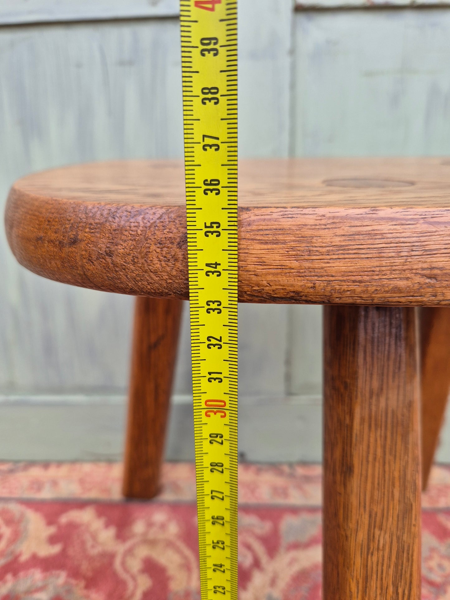 Vintage Oak Tripod Milking Stool Pedestal Barn Country Plant Stand