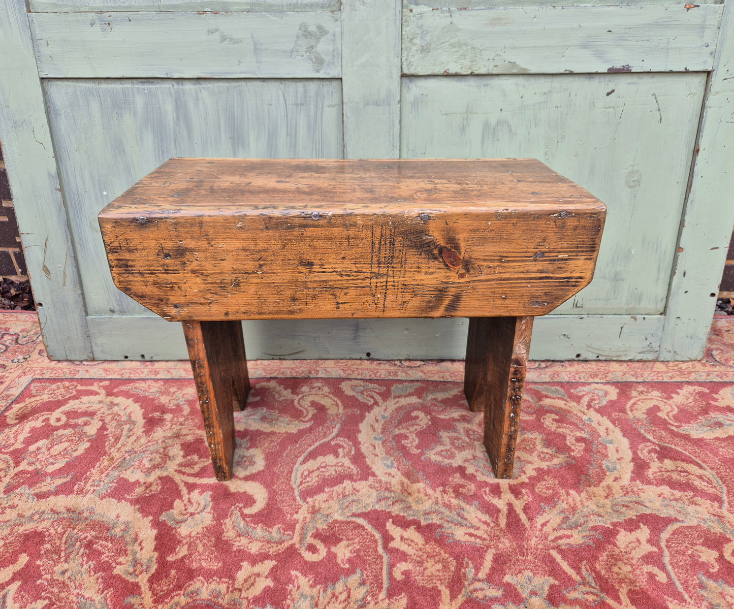 Vintage Pine Stool Rustic Farmhouse Cottage Milking Stool In The Malthouse Collective antiques centre in Stroud