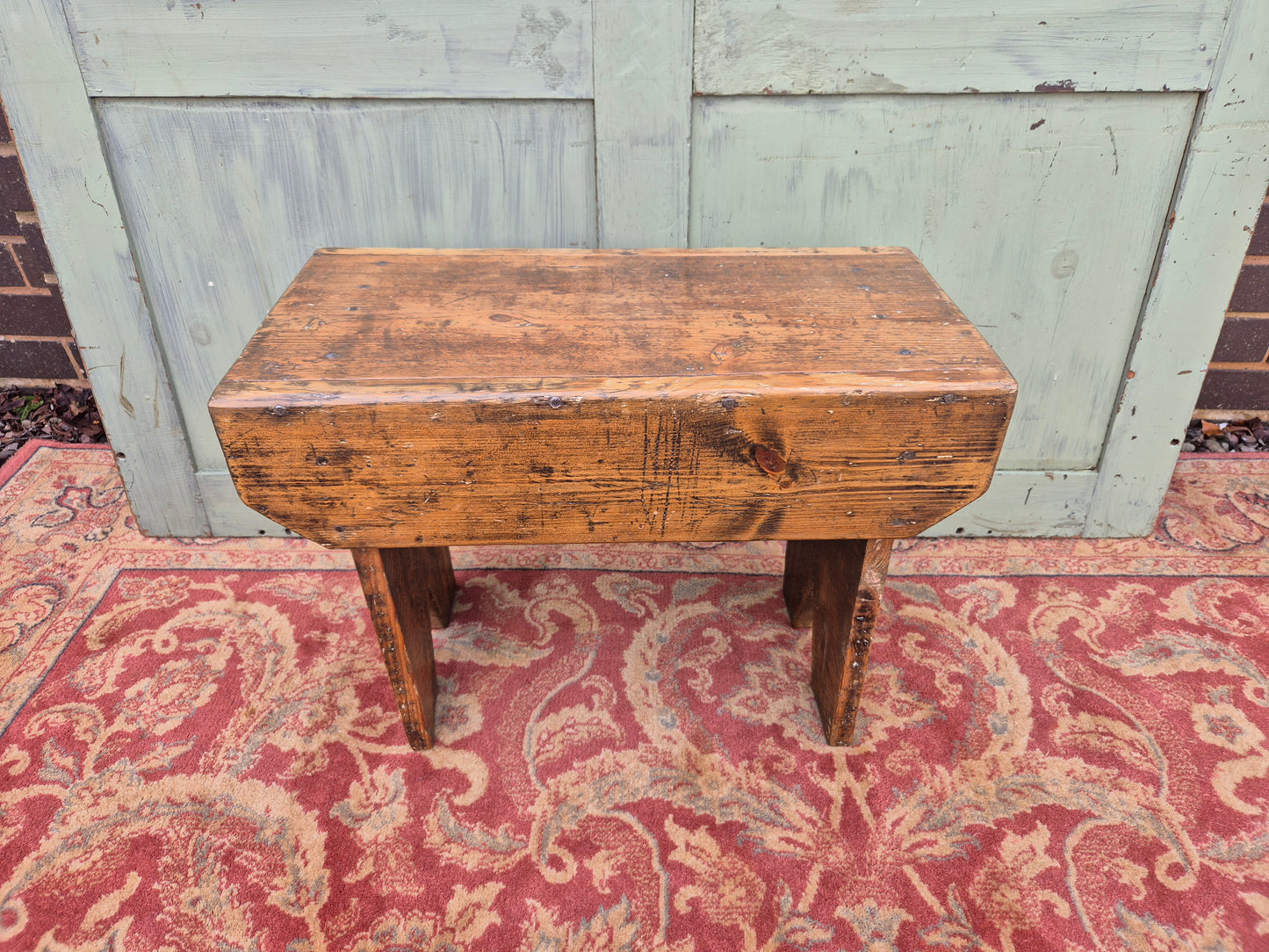 Vintage Pine Stool Rustic Farmhouse Cottage Milking Stool In The Malthouse Collective antiques centre in Stroud