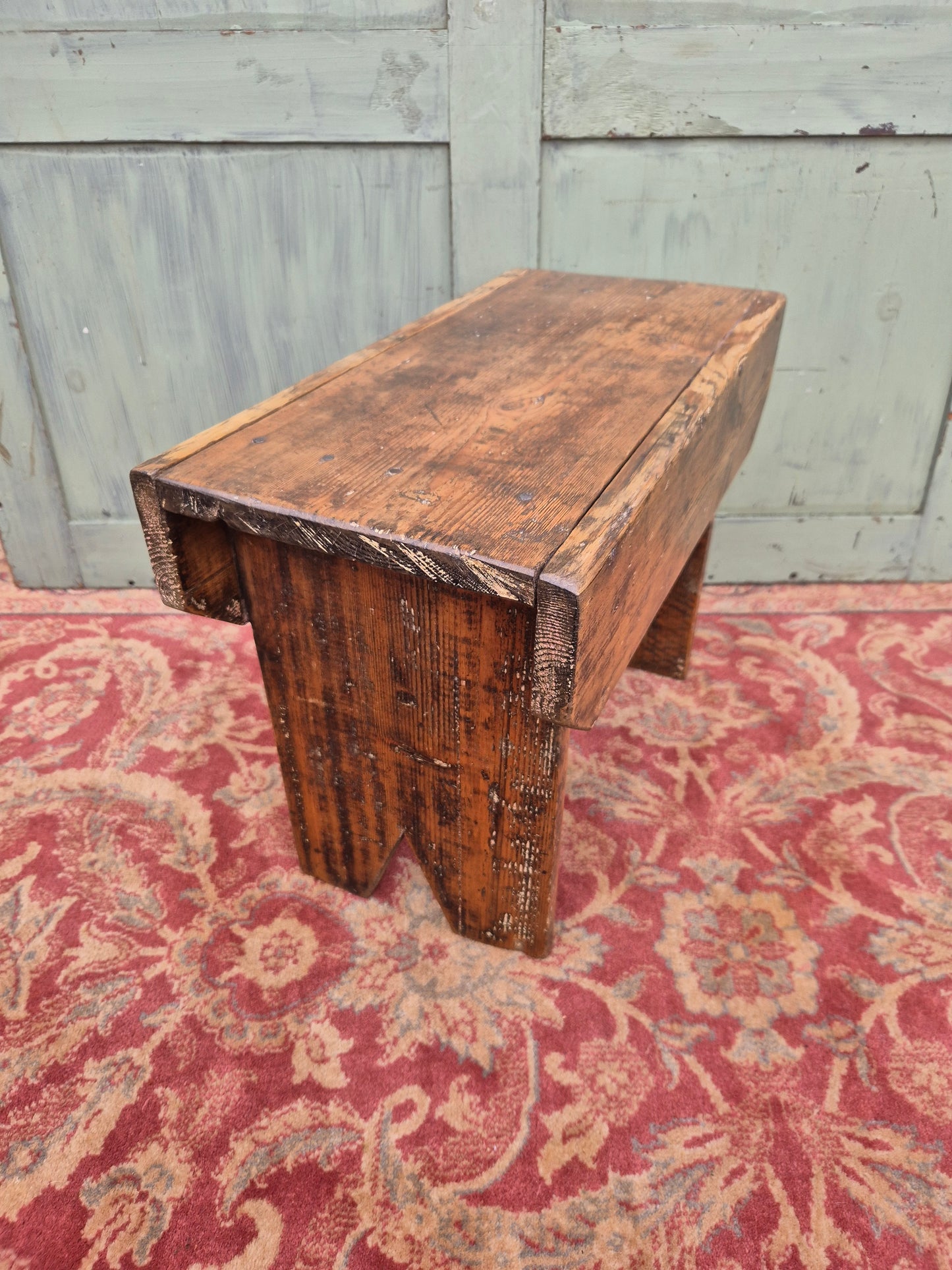 Vintage Pine Stool Rustic Farmhouse Cottage Milking Stool In The Malthouse Collective antiques centre in Stroud
