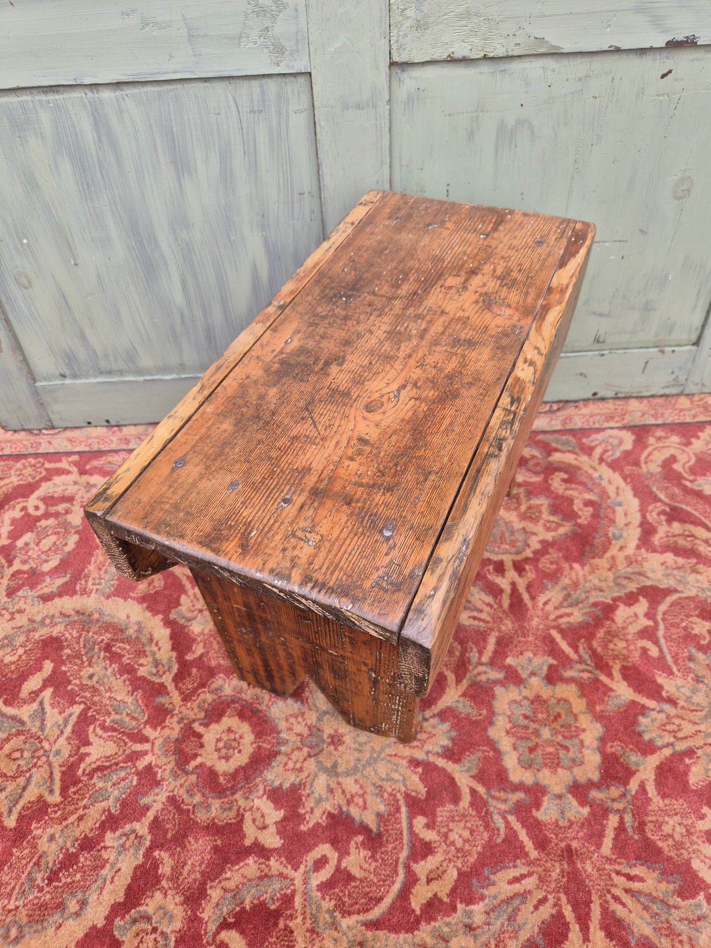 Vintage Pine Stool Rustic Farmhouse Cottage Milking Stool In The Malthouse Collective antiques centre in Stroud