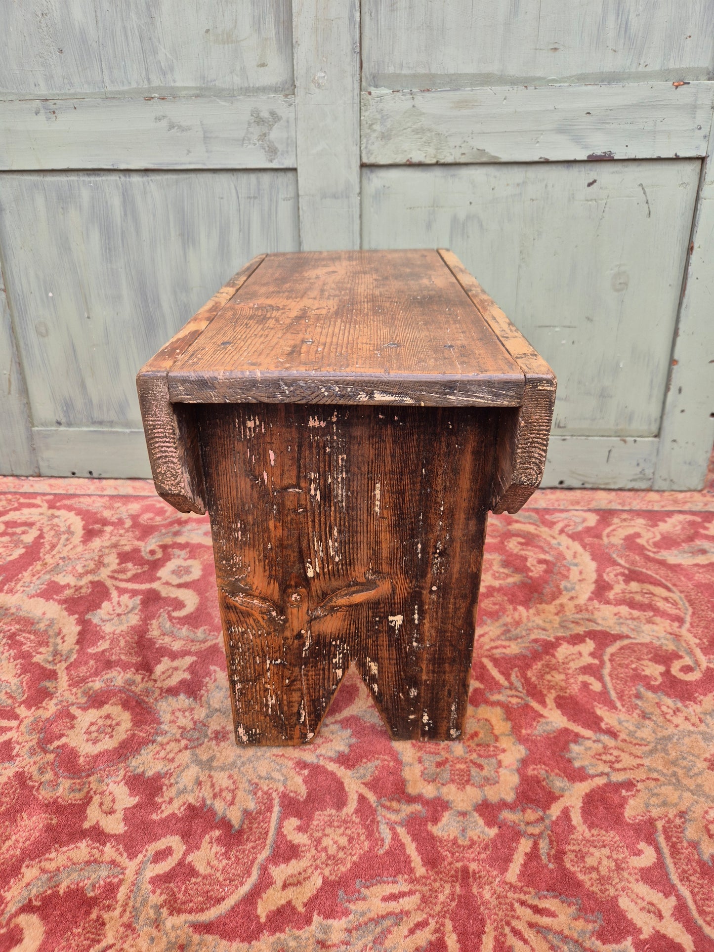 Vintage Pine Stool Rustic Farmhouse Cottage Milking Stool In The Malthouse Collective antiques centre in Stroud
