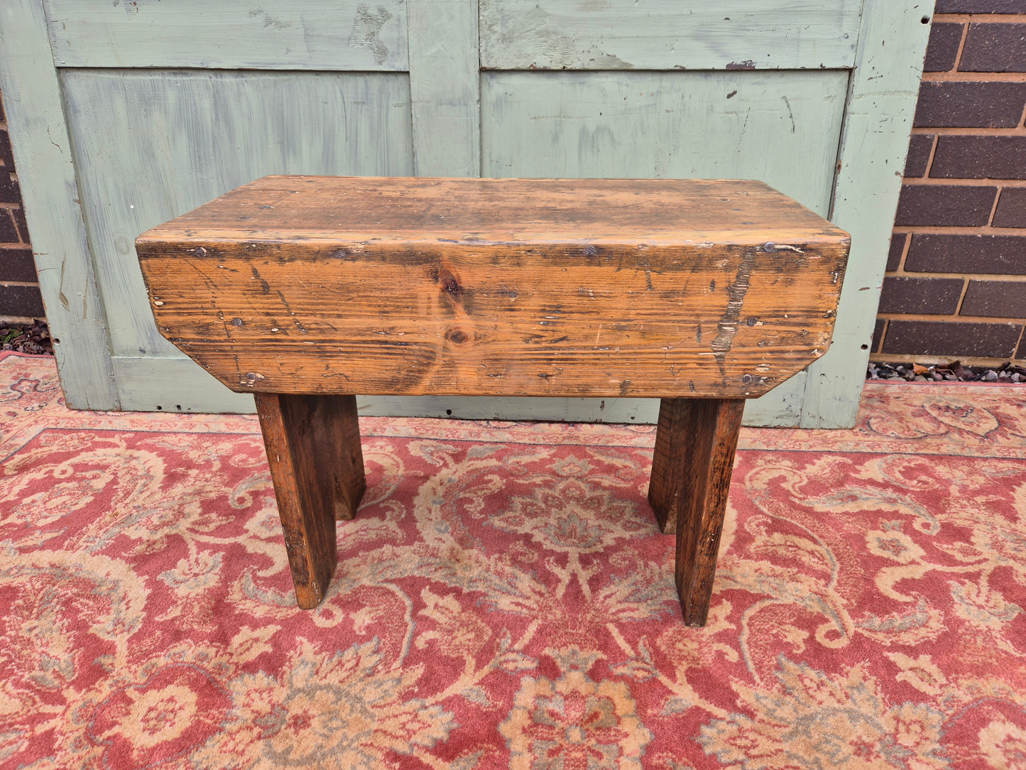 Vintage Pine Stool Rustic Farmhouse Cottage Milking Stool In The Malthouse Collective antiques centre in Stroud