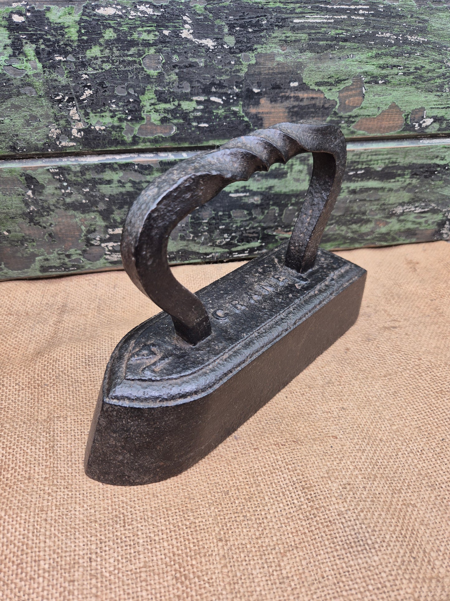 Antique Flat Iron Great Door Stop CRANE No 14 LARGE Goose Tailors Iron