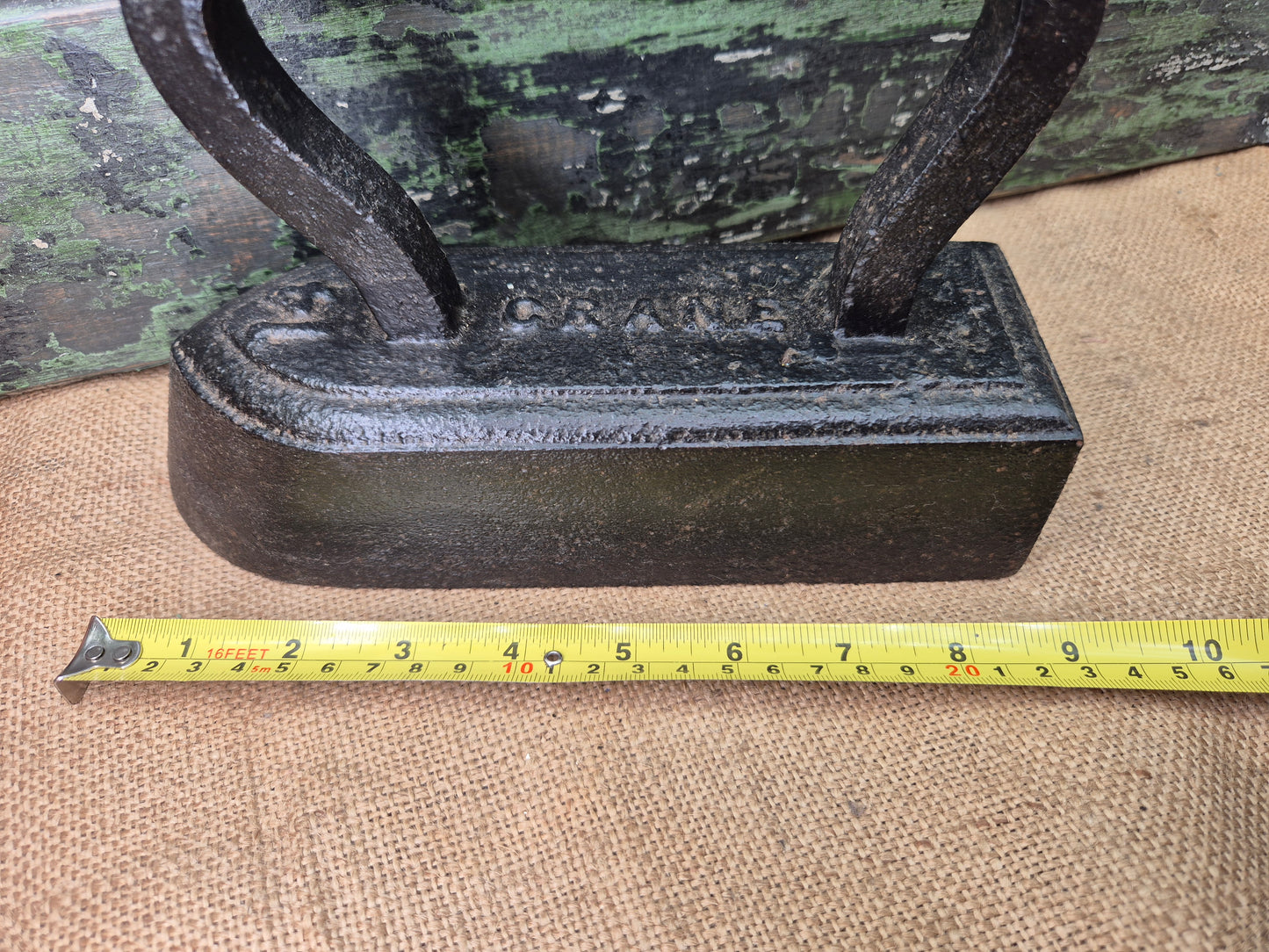 Antique Flat Iron Great Door Stop CRANE No 14 LARGE Goose Tailors Iron
