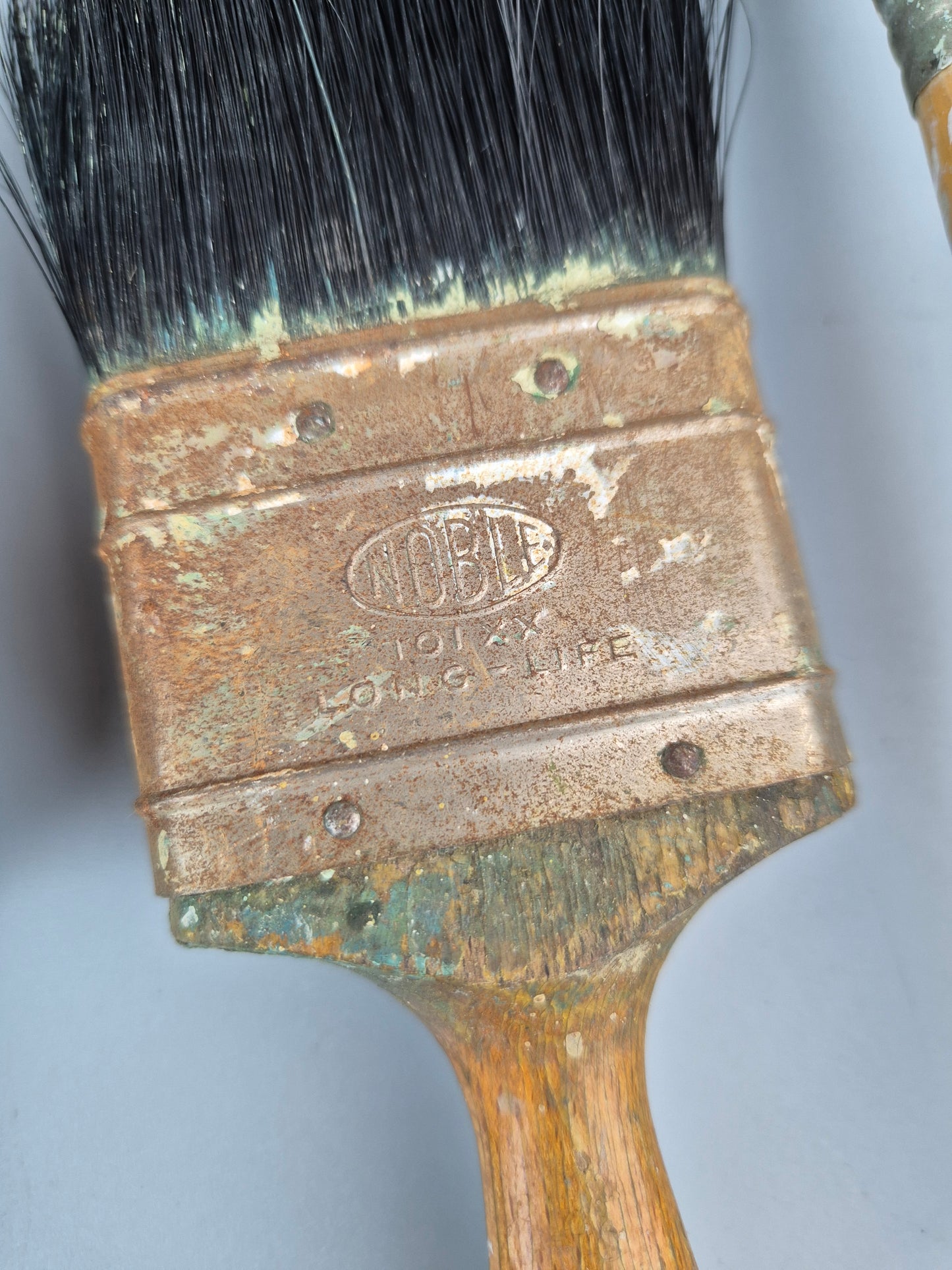 Vintage Paint Brushes x 5 & Metal Paint Kettle Pot Industrial Galvanised Bucket