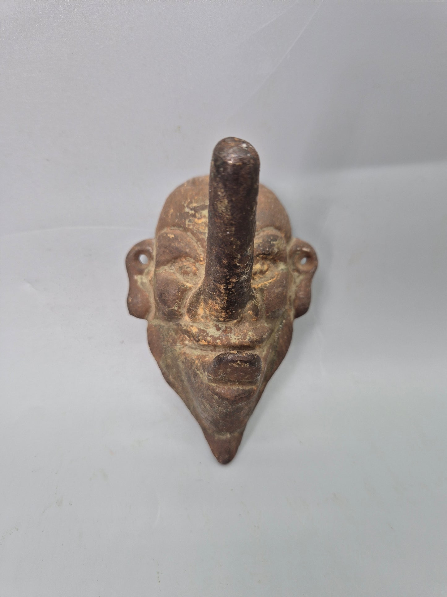 Vintage Cast Iron Wall Hook Demon Devil Gothic Long Nose Japan Wall Mask Rare