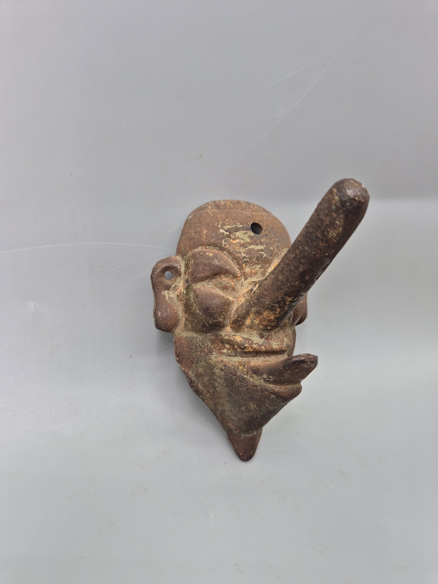 Vintage Cast Iron Wall Hook Demon Devil Gothic Long Nose Japan Wall Mask Rare